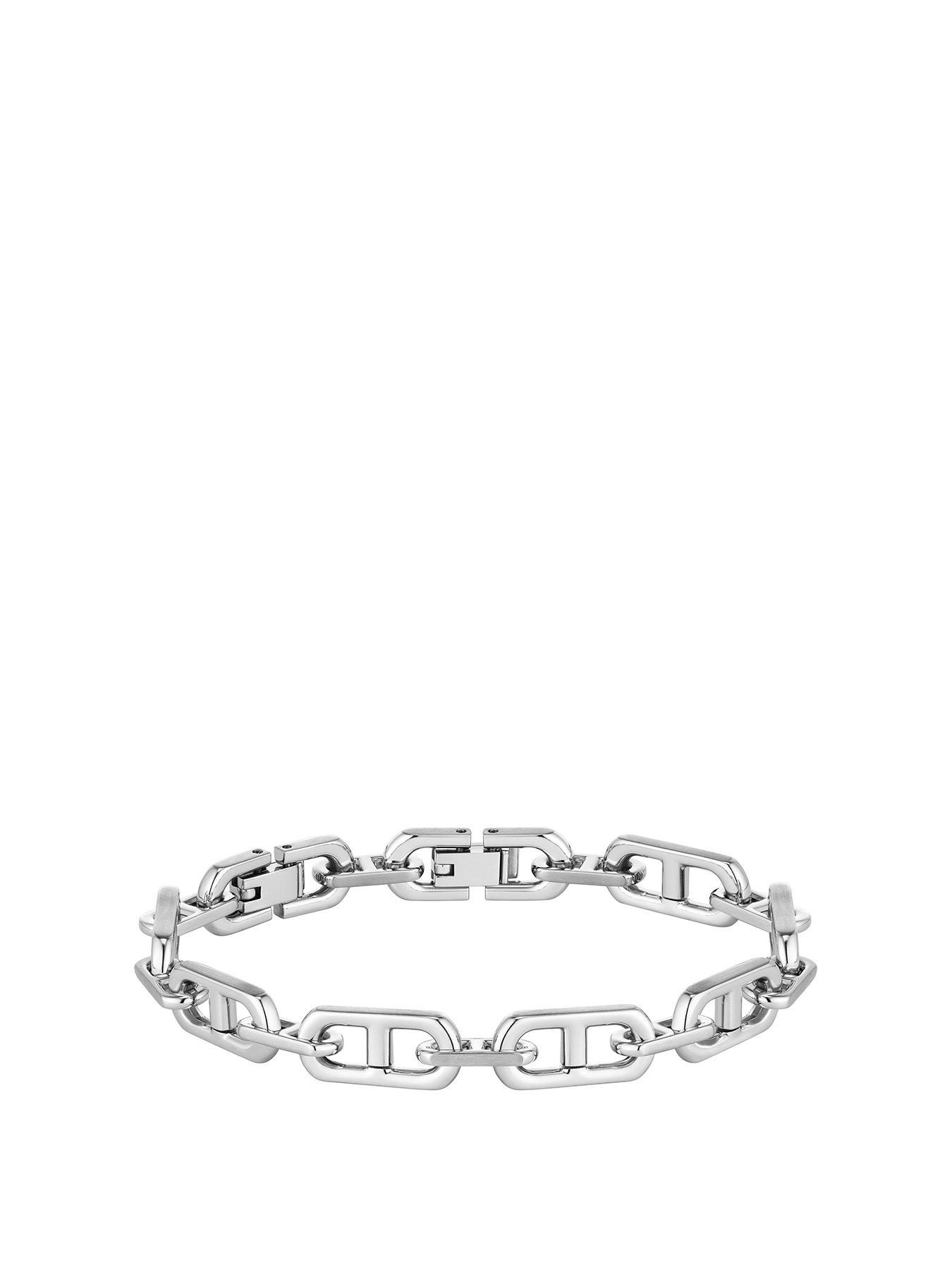 BOSS Gents Kode Chain Stainless Steel Bracelet - Silver