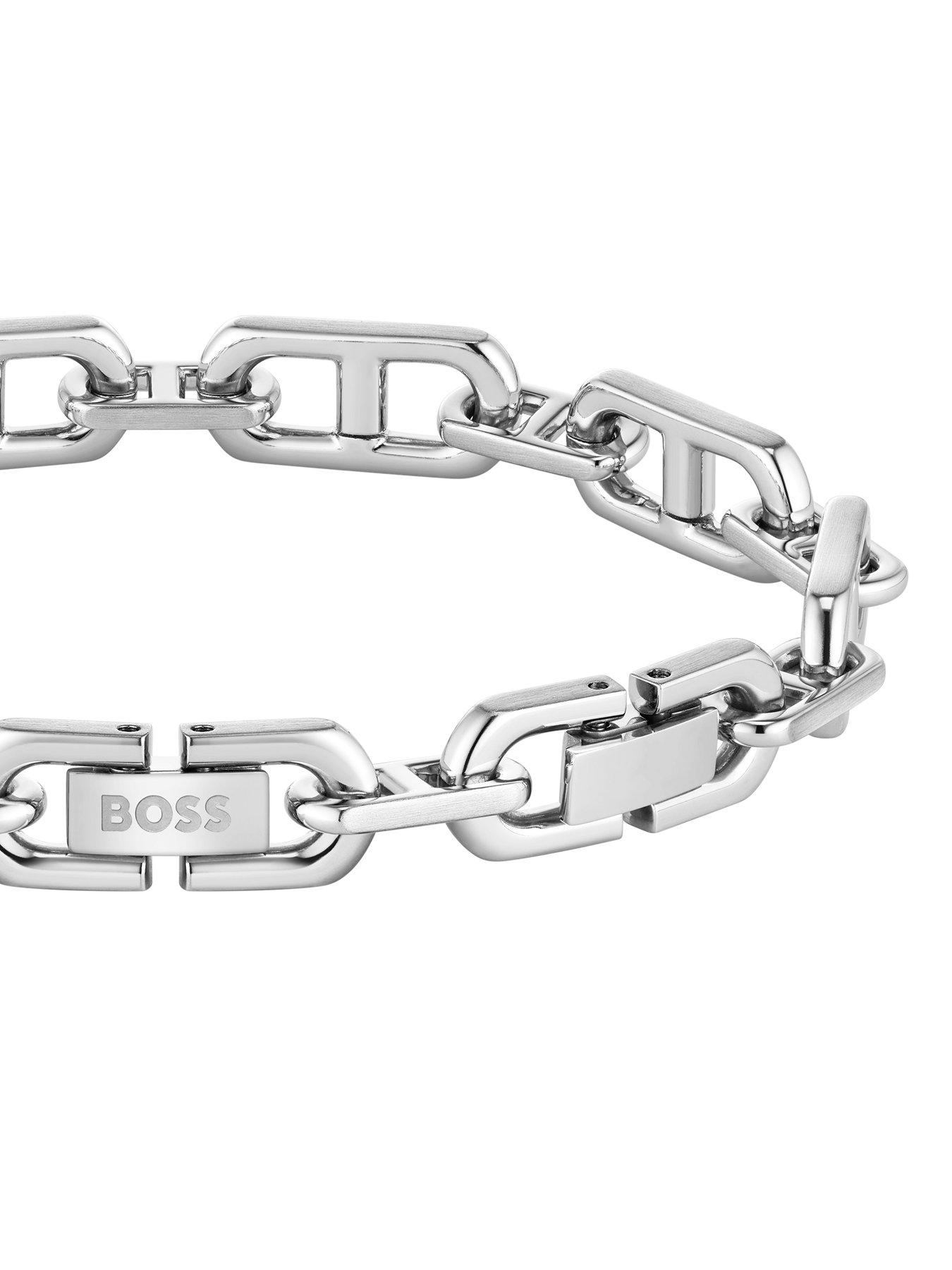 BOSS Gents Kode Chain Stainless Steel Bracelet - Silver | Very