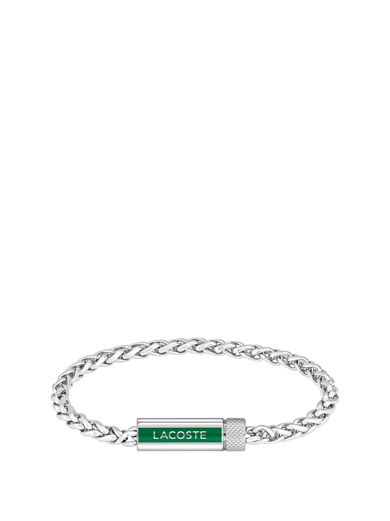 Lacoste Mens Spelt Stainless Steel Bracelet - Silver