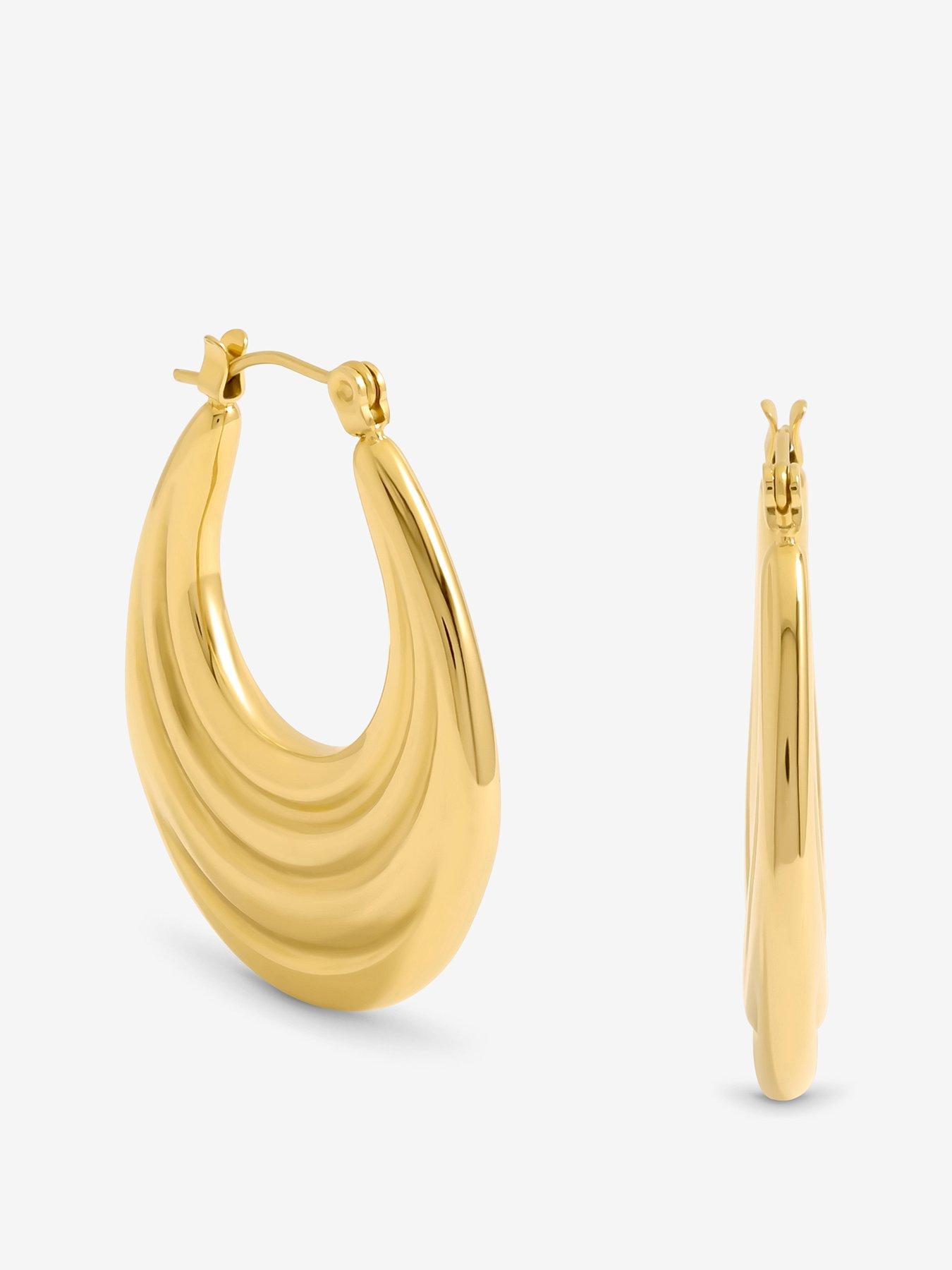 undefined Plated Ridge Hoop Earrings - Gold