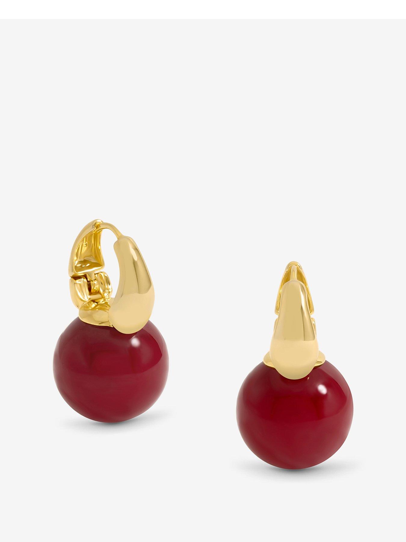 undefined Plated Ridge And Jet Square Earrings - Gold