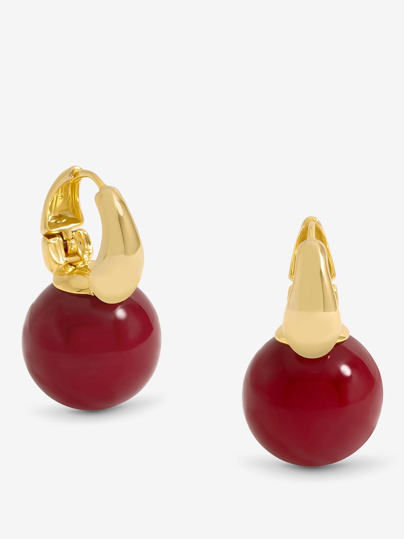 Jon Richard Gold Plated and Red Bead Earrings