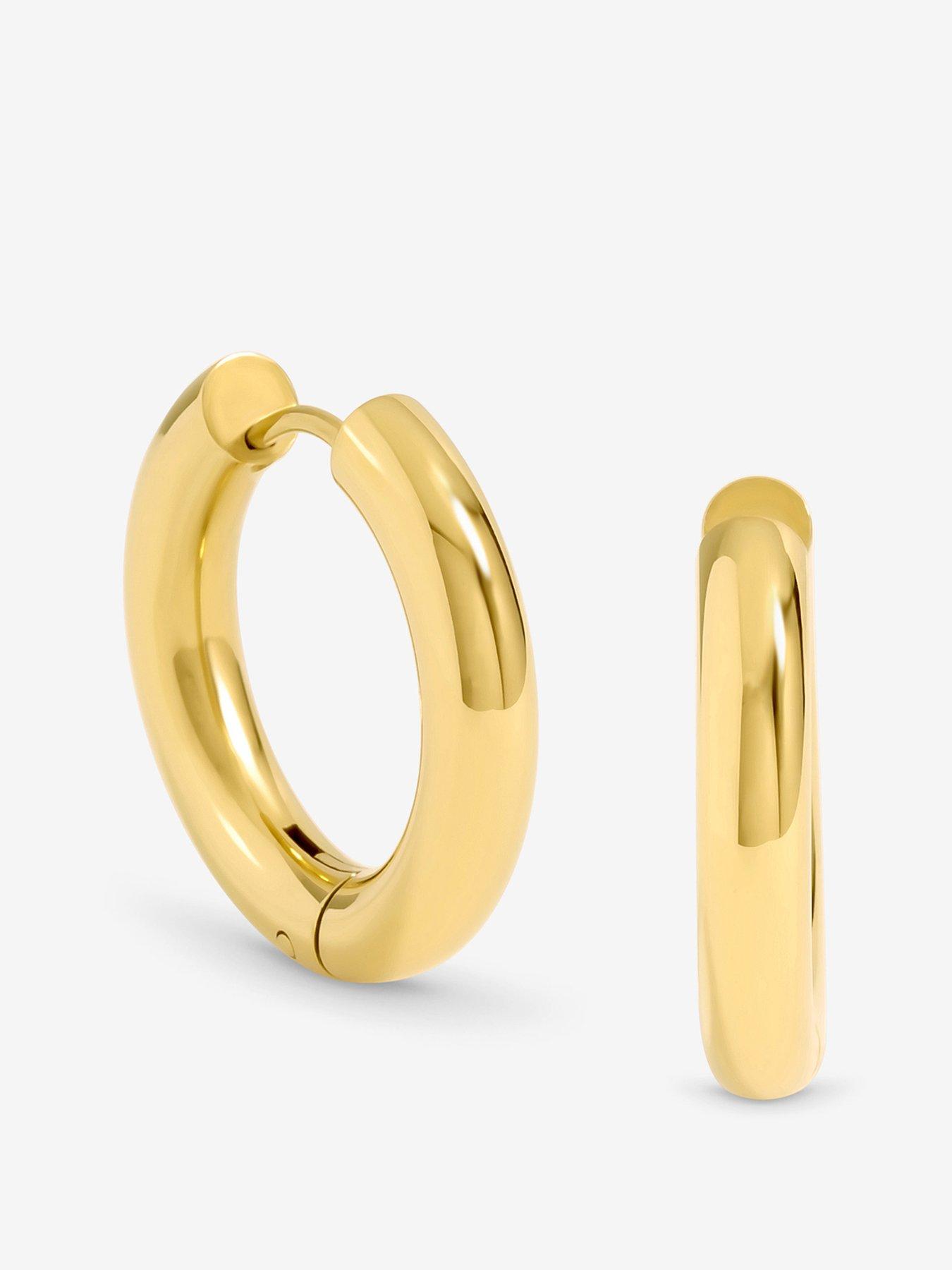 Jon Richard Waterproof Gold Plated Medium Chubby Hoop Earrings