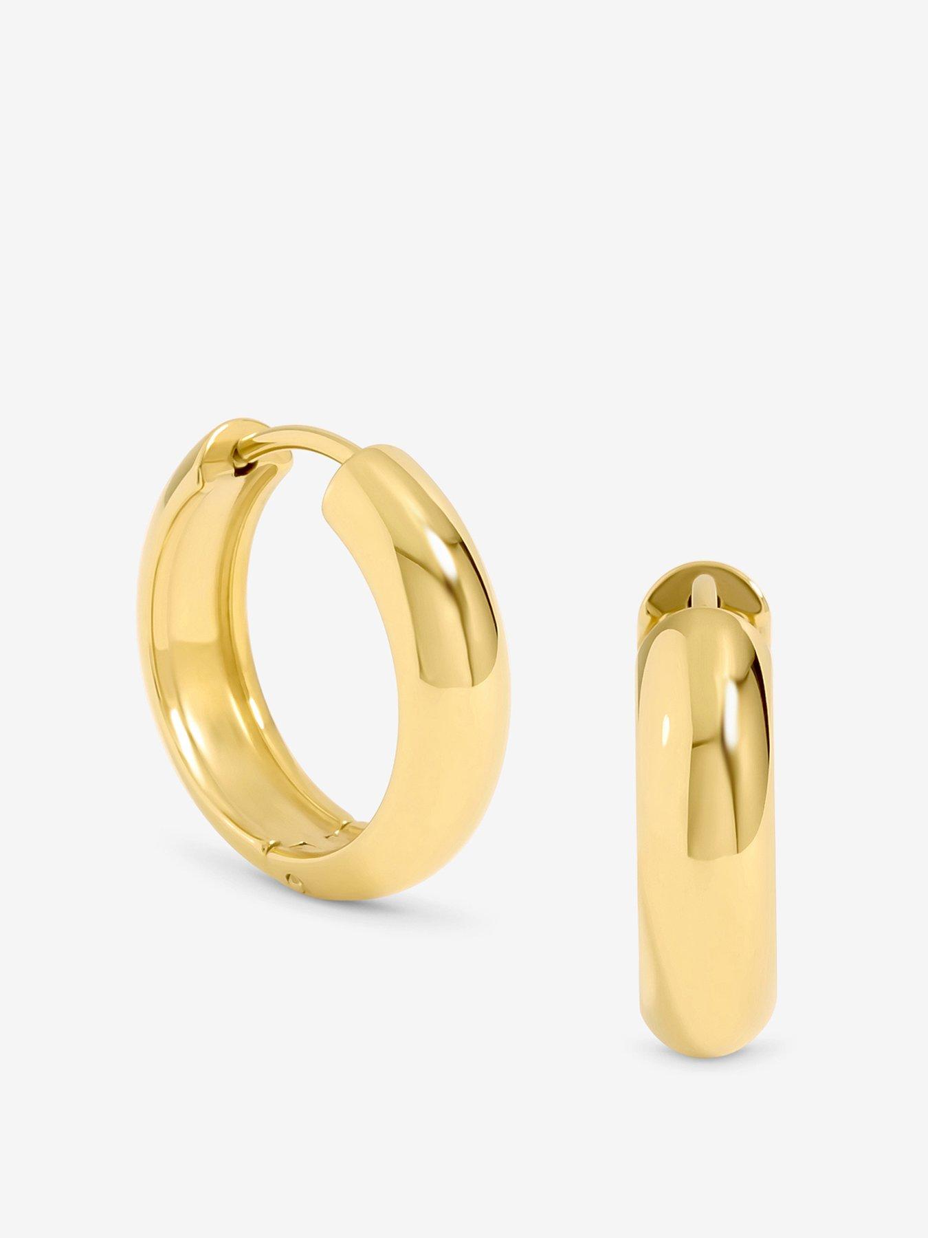 undefined Waterproof Gold Plated Small Flat Surface Hoop Earrings