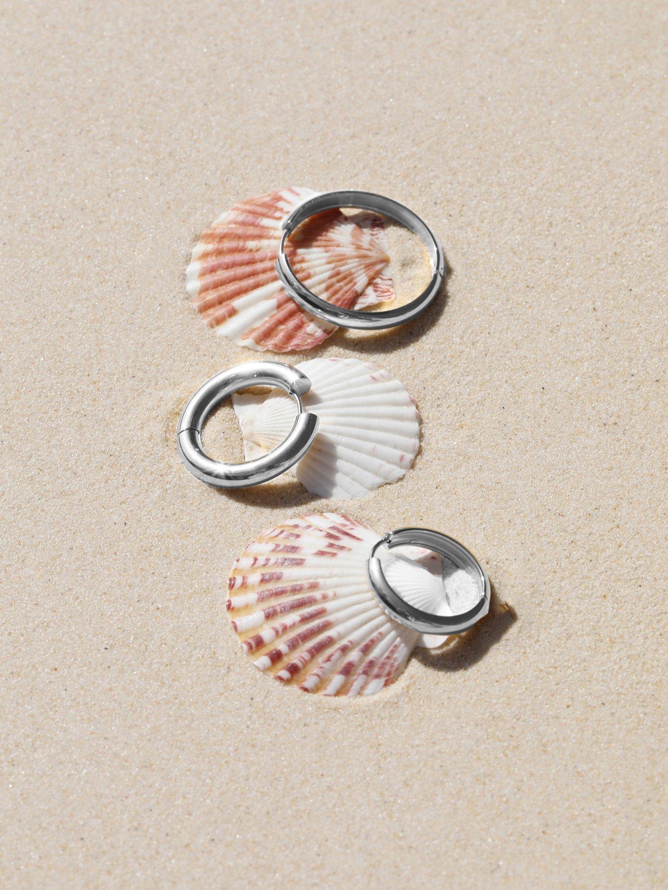 Image 3 of 4 of Jon Richard Waterproof Platinum Plated Medium Flat Surface Hoop Earrings