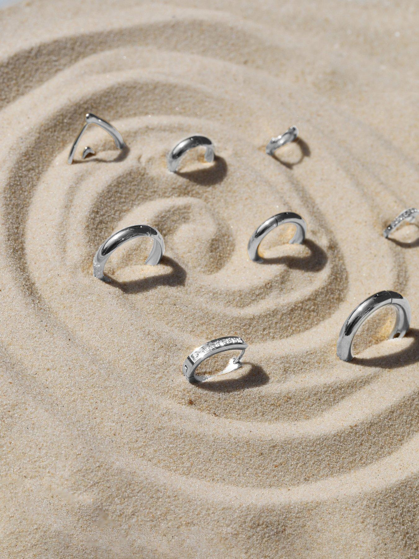 Image 3 of 4 of Jon Richard Waterproof Platinum Plated Crystal And Polished Huggie Hoop Earrings