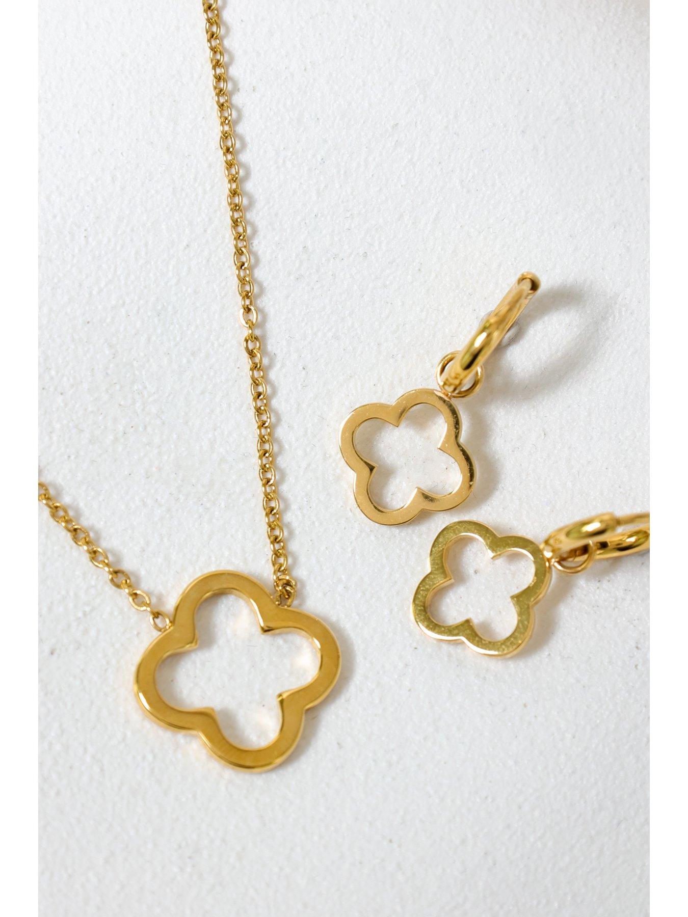 Image 5 of 5 of Jon Richard Waterproof Gold Plated Clover Huggie Hoops