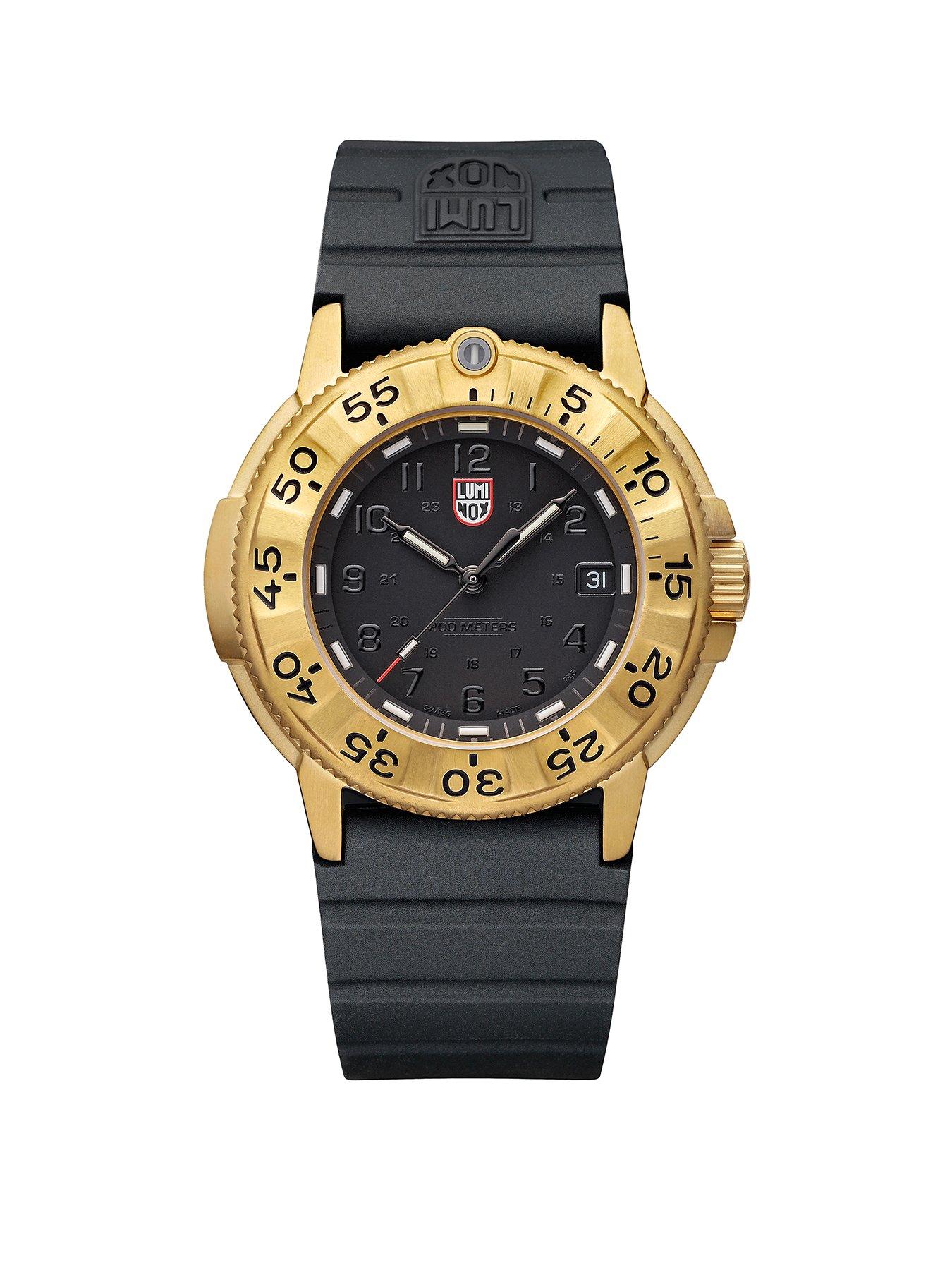 Luminox Men's Navy Seal Foundation 3220 Series Gold Color Edition Watch - Black