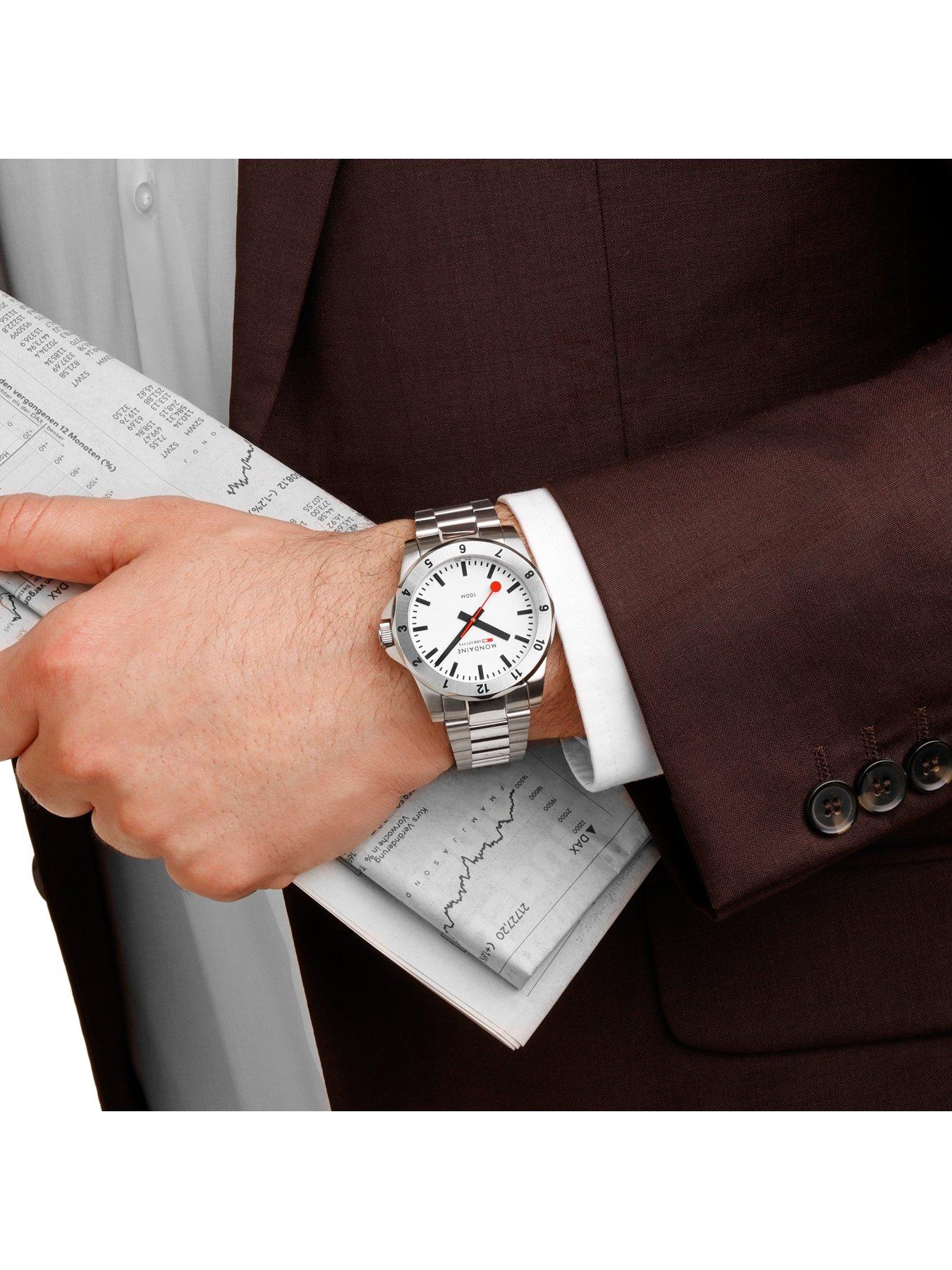 Image 4 of 8 of Mondaine Mens Numeri 42mm&nbsp;Bracelet Watch - Silver