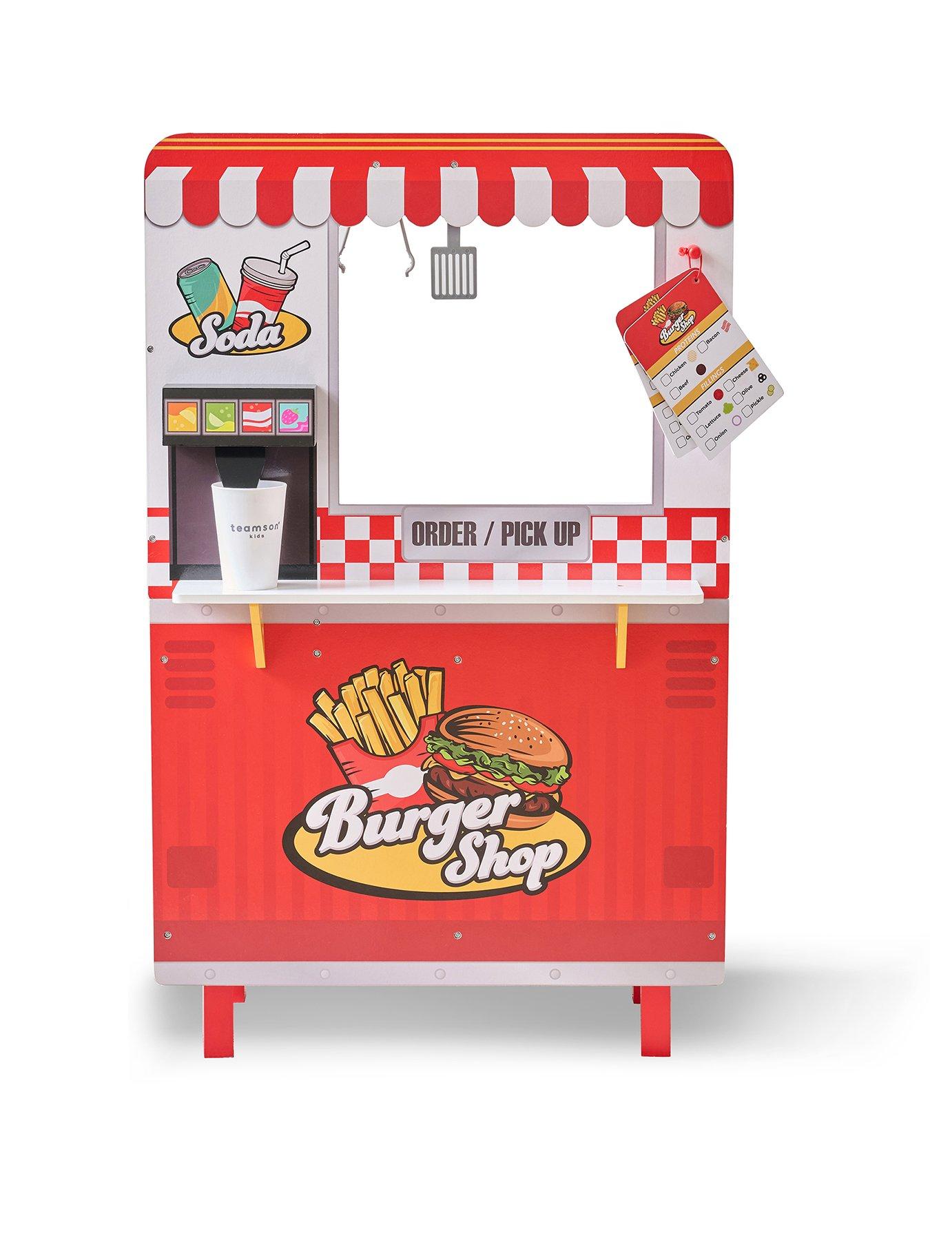 Teamson Kids Flip  &  Fry Burger Shop, Red