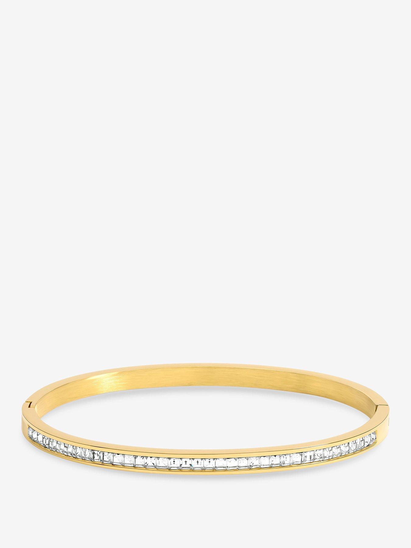 Jon Richard Waterproof Gold Plated Crystal Row Bangle