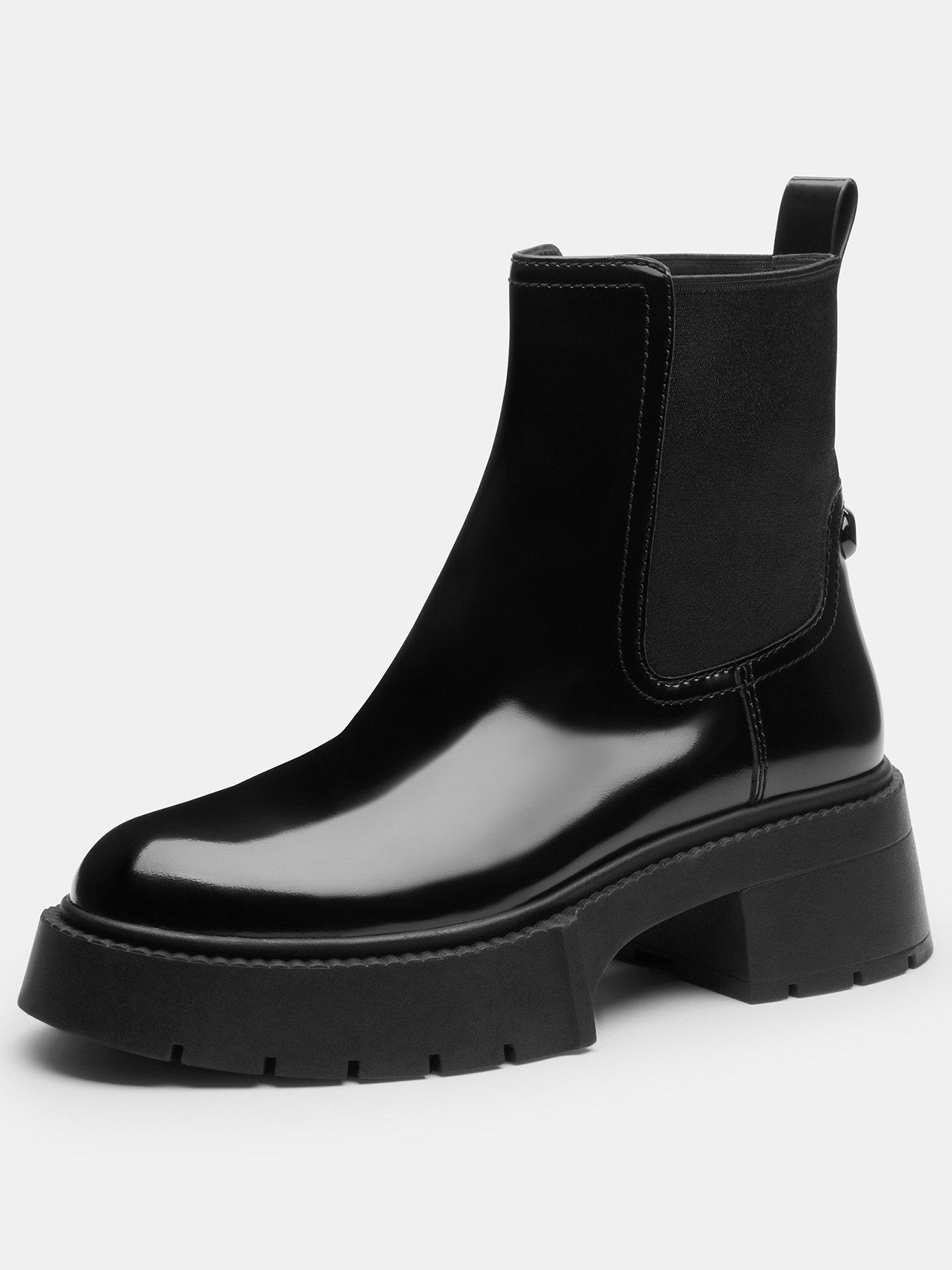 Image 2 of 4 of COACH Leah Platform Leather Chelsea Bootie - Black