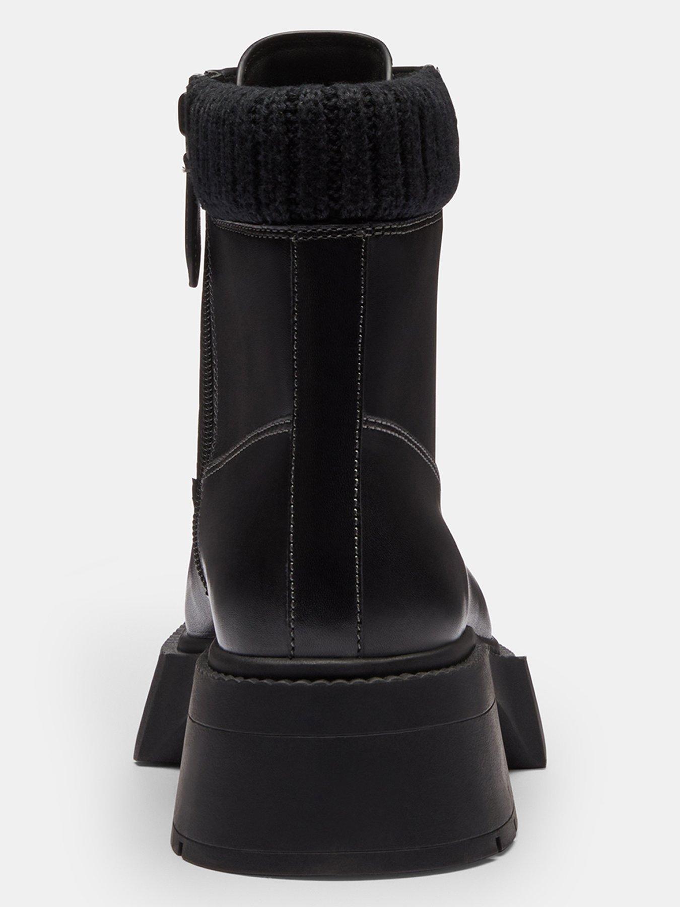 Image 4 of 4 of COACH Leah Platform Leather Lace-Up Bootie - Black