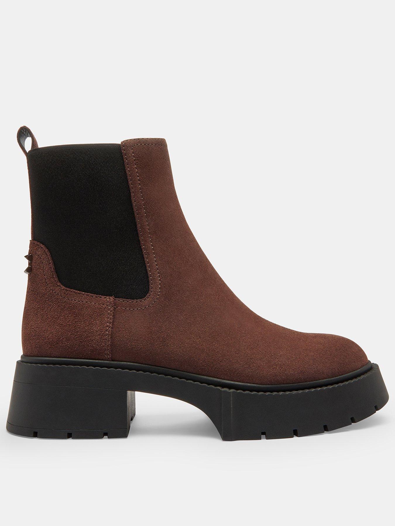 COACH Leah Platform Suede Chelsea Bootie - Brown | Very