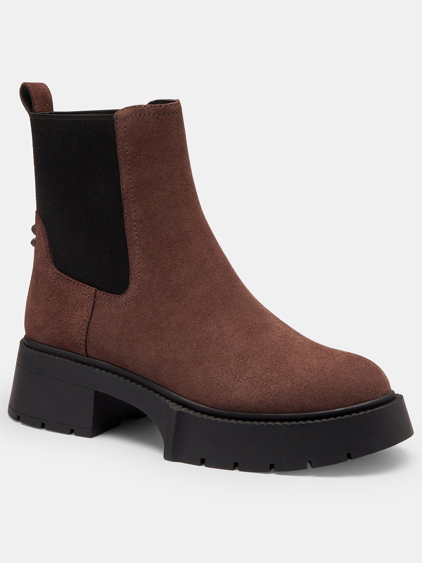 Image 3 of 4 of COACH Leah Platform Suede Chelsea Bootie - Brown