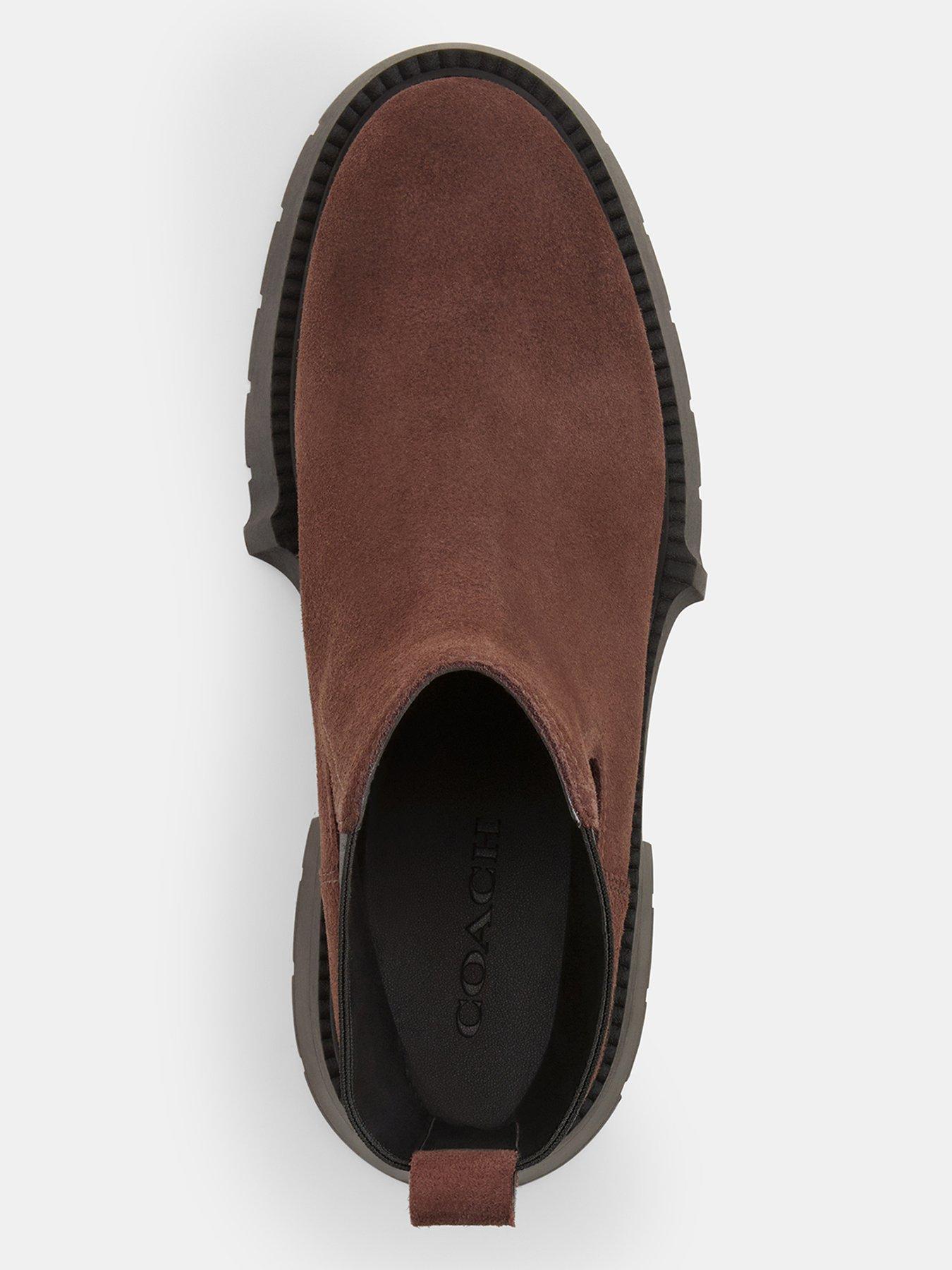 Image 4 of 4 of COACH Leah Platform Suede Chelsea Bootie - Brown