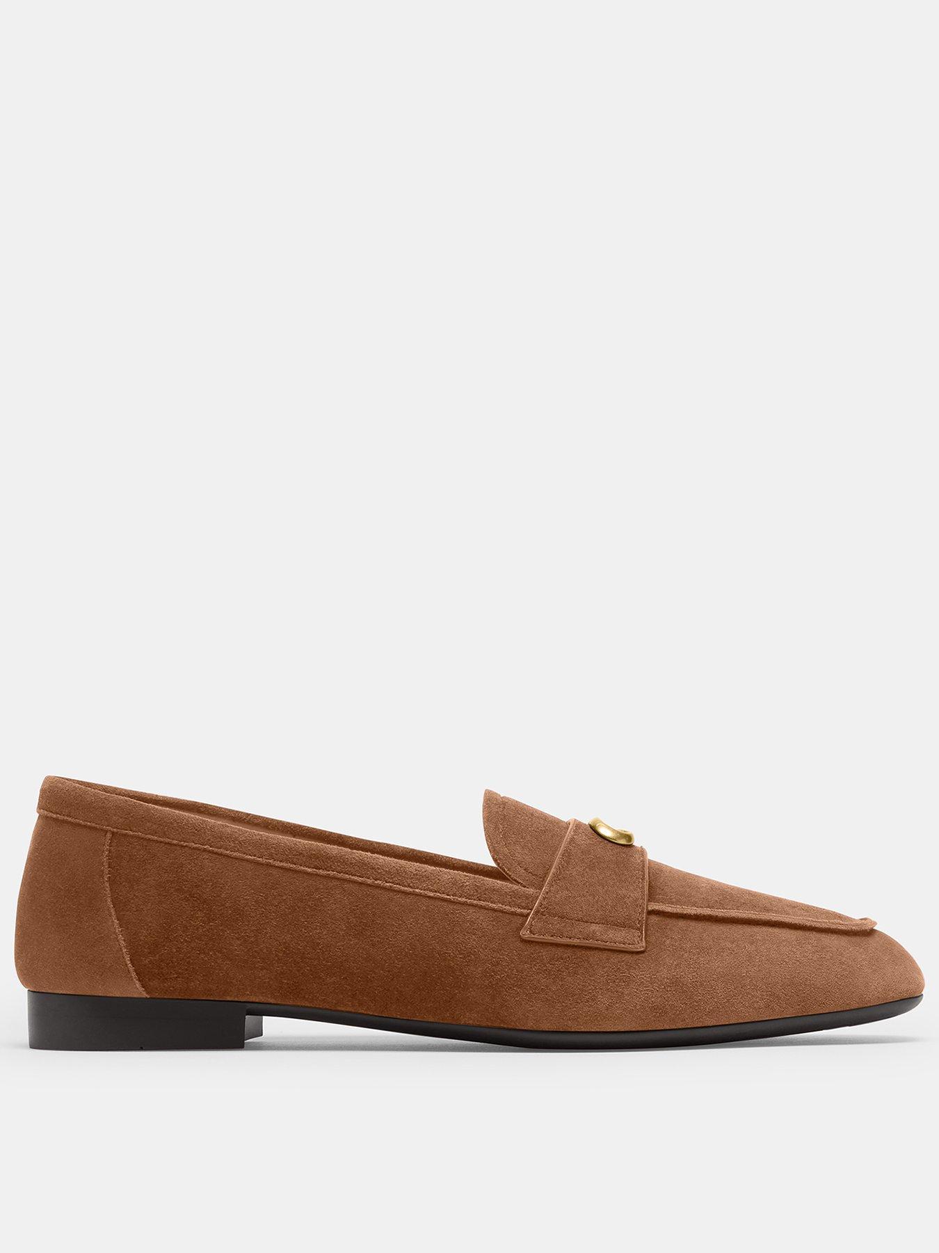 COACH Sculpted C Suede Loafer - Brown