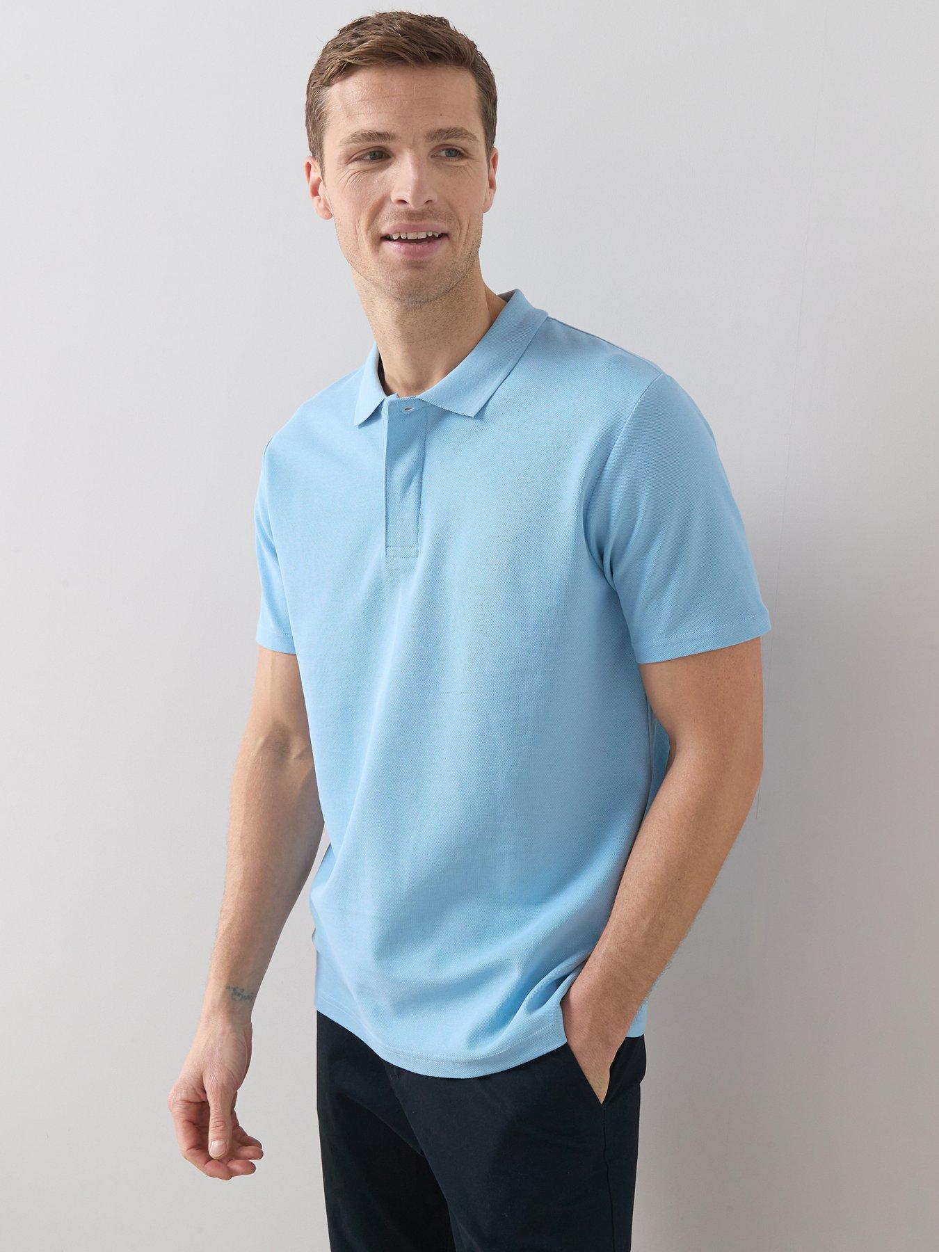 The Very Collection Pure Cotton Superfine Pique Polo Top - Light Blue