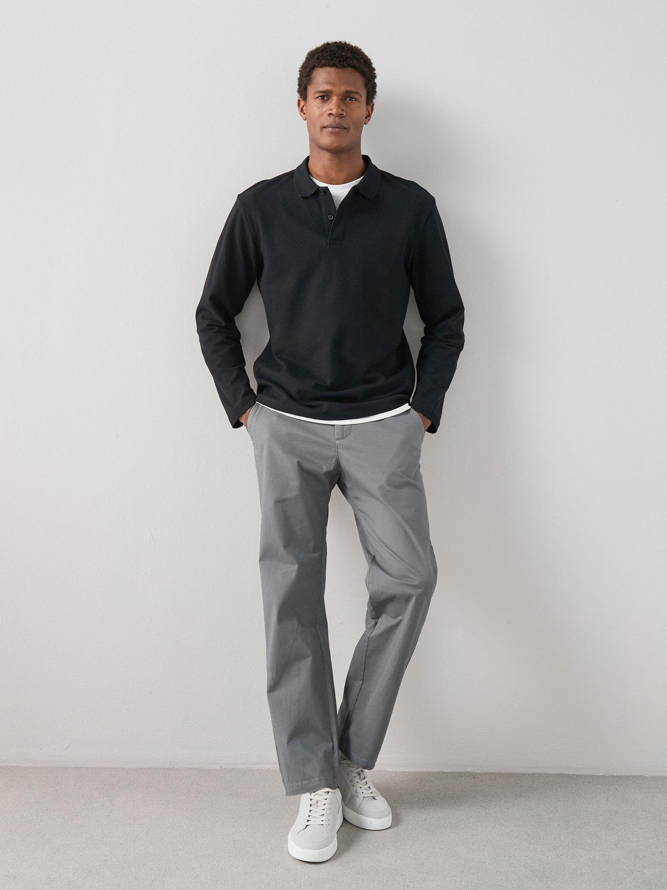 The Very Collection Long Sleeve Superfine Pique Polo Top - Black