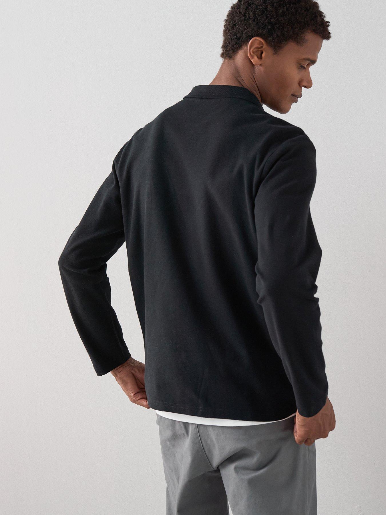 Image 2 of 6 of The Very Collection Long Sleeve Superfine Pique Polo Shirt&nbsp;- Black