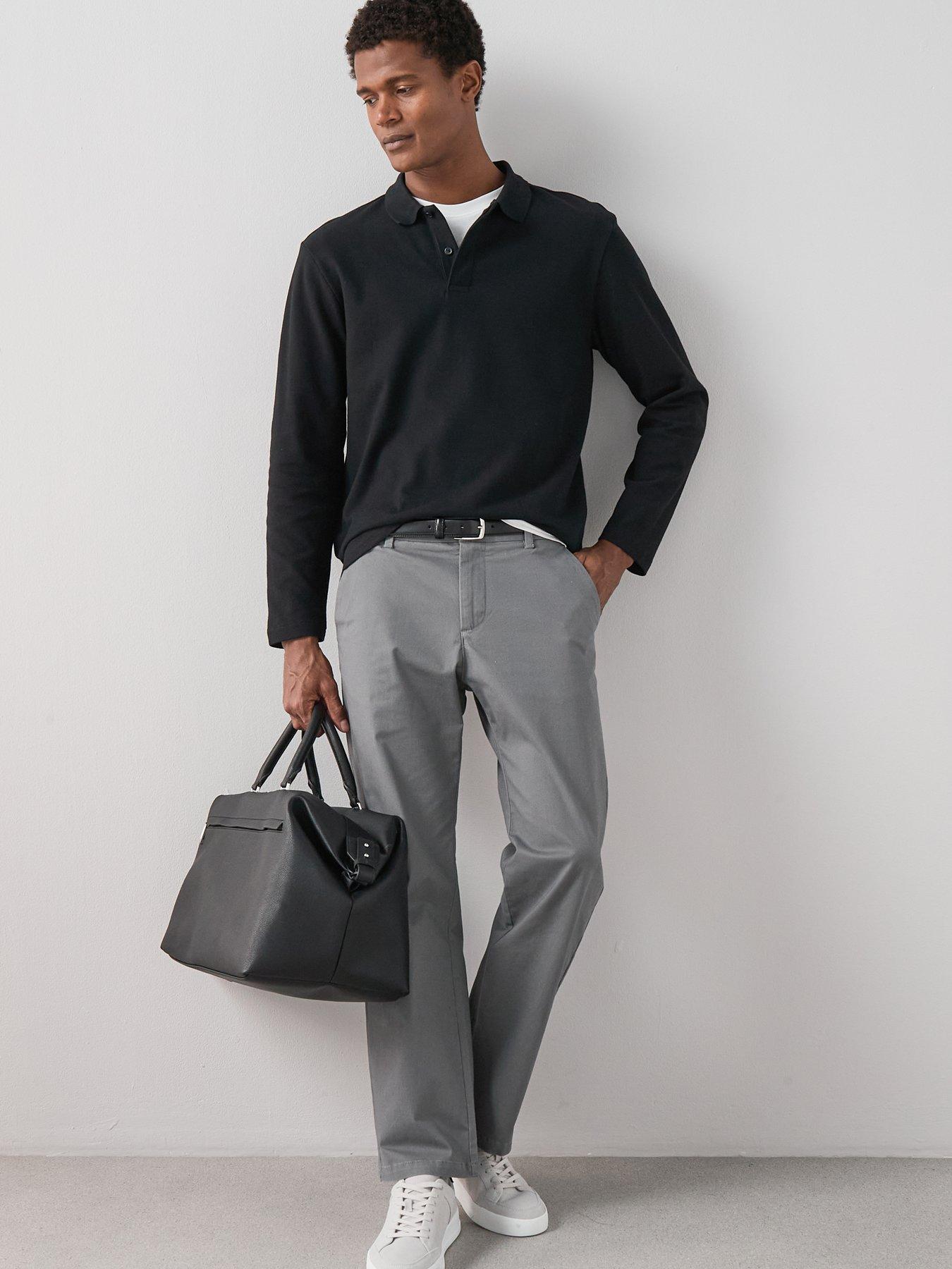 Image 3 of 6 of The Very Collection Long Sleeve Superfine Pique Polo Shirt&nbsp;- Black