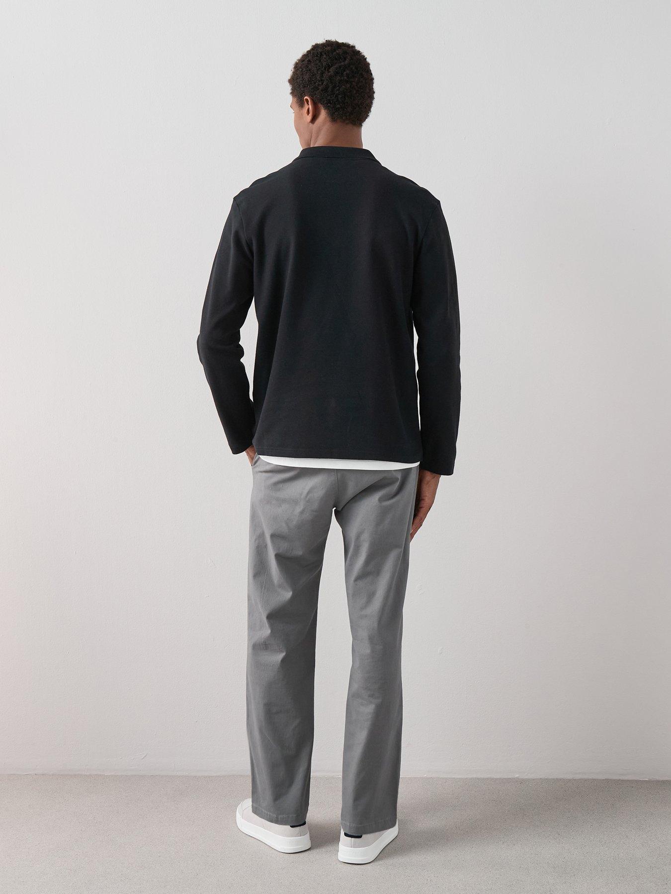 Image 6 of 6 of The Very Collection Long Sleeve Superfine Pique Polo Shirt&nbsp;- Black