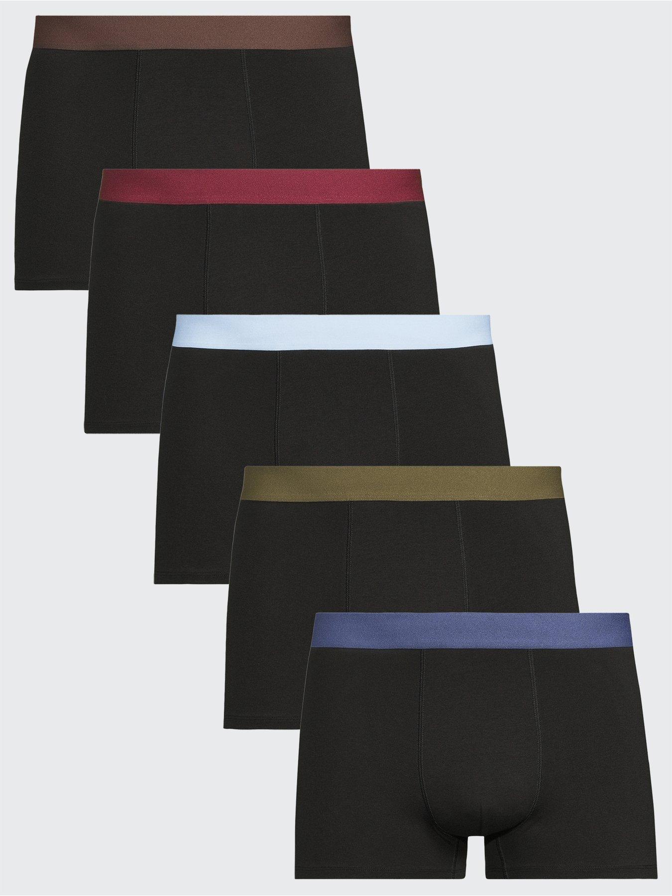 The Very Collection 5 Pack Cotton Rich Contrast Waistband Trunks - Multi