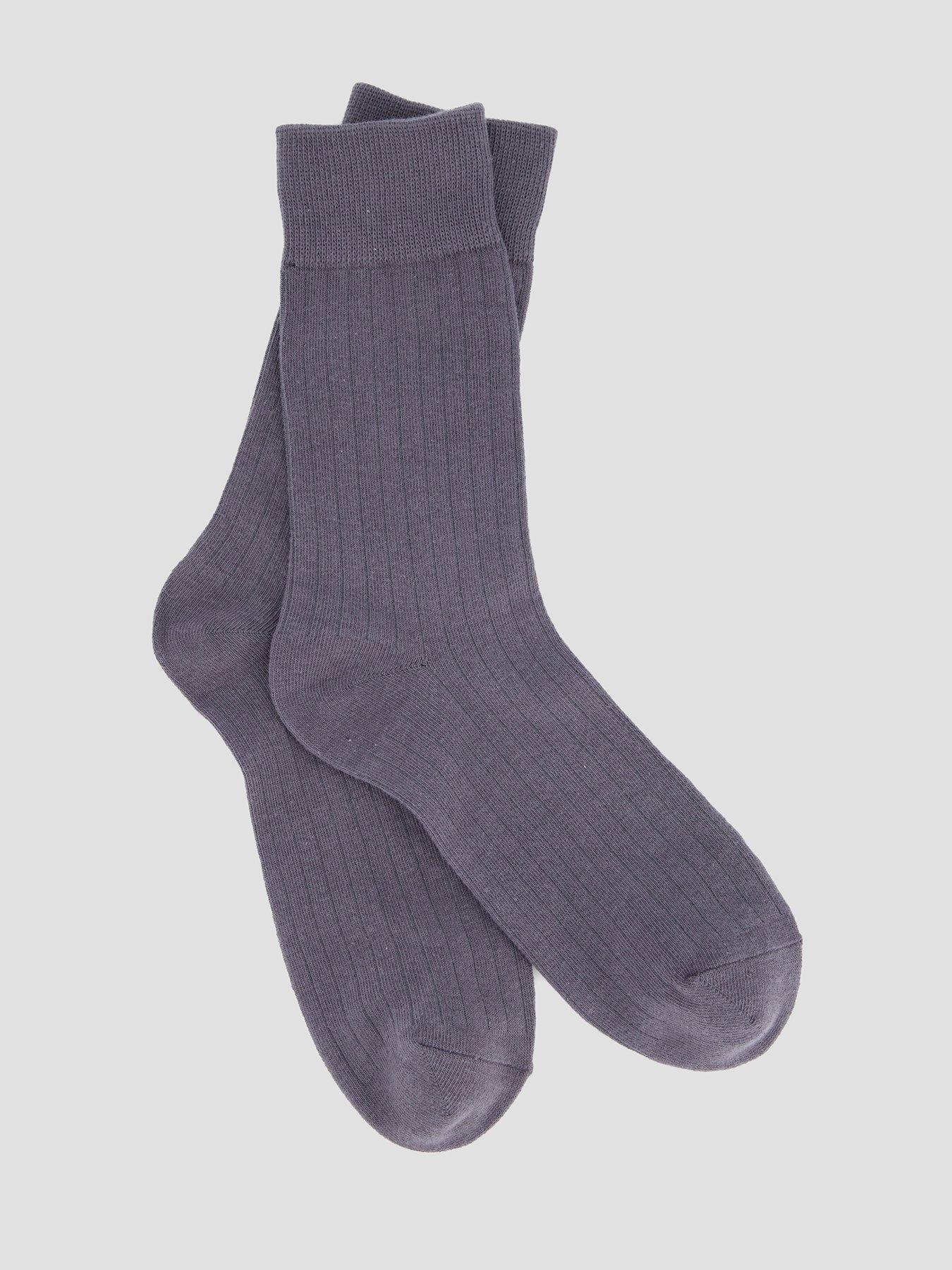 Image 2 of 3 of The Very Collection 4 Pack Cotton Rich Ribbed Socks - Black/Charcoal/White/Beige