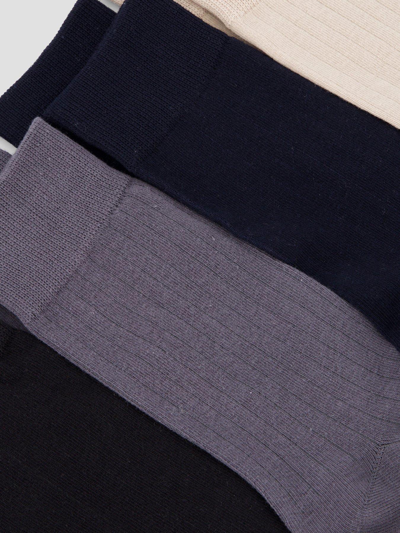 Image 3 of 3 of The Very Collection 4 Pack Cotton Rich Ribbed Socks - Black/Charcoal/White/Beige