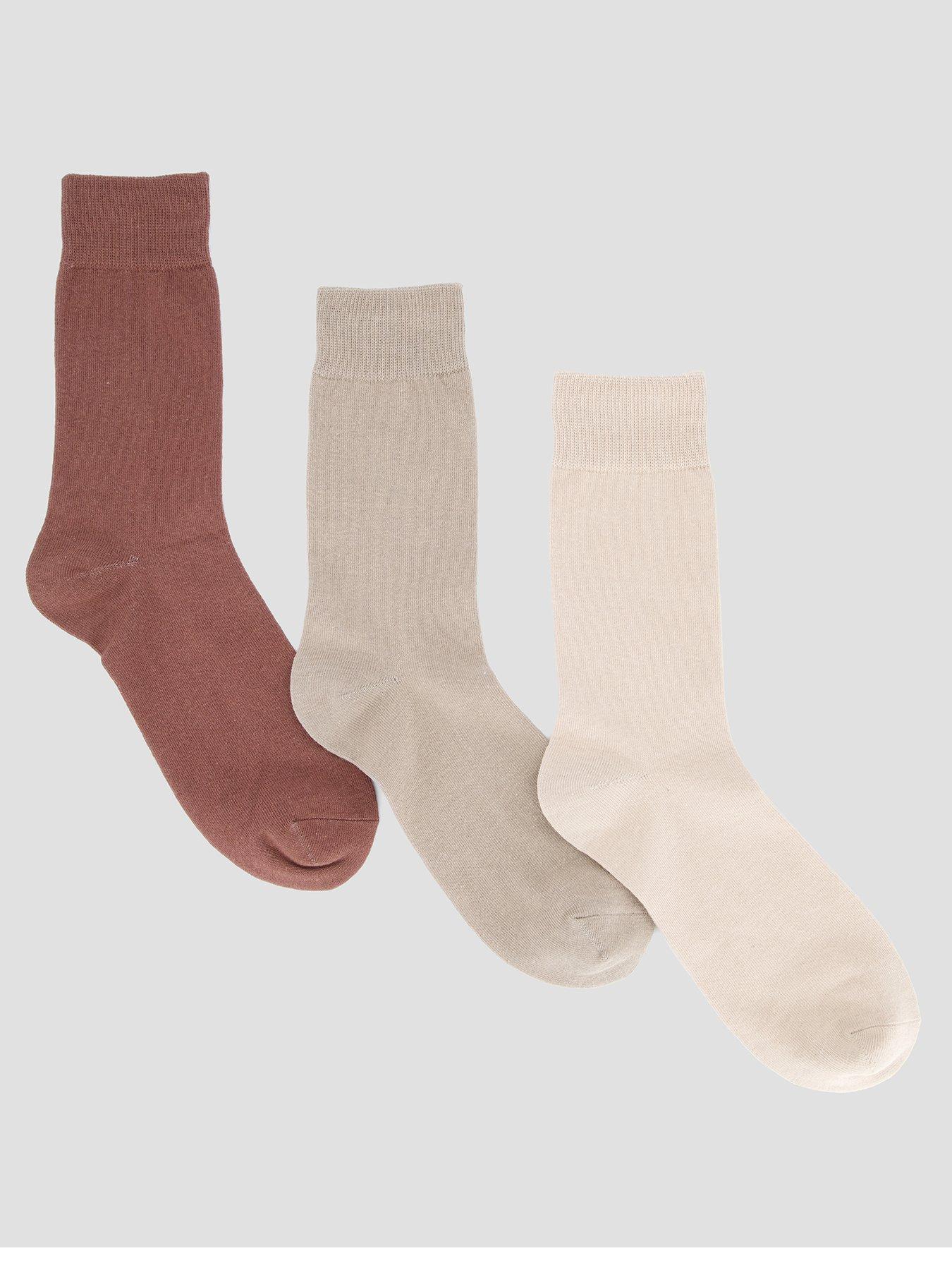 Image 1 of 3 of The Very Collection 3 Pack Cotton Rich Heal Toe Socks - Brown - Multi