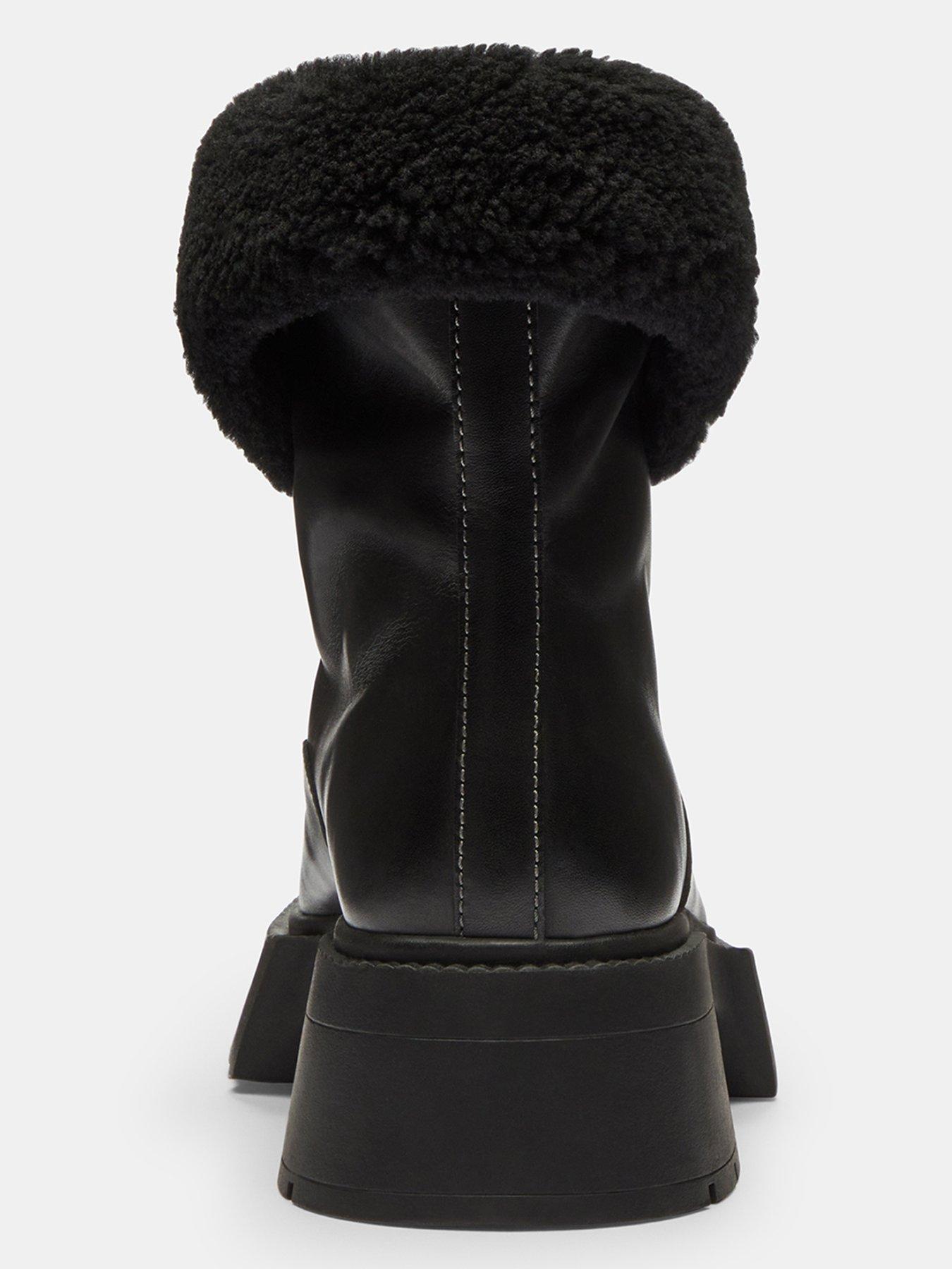 COACH Leah Platform Leather Shearling Zip Bootie - Black | Very