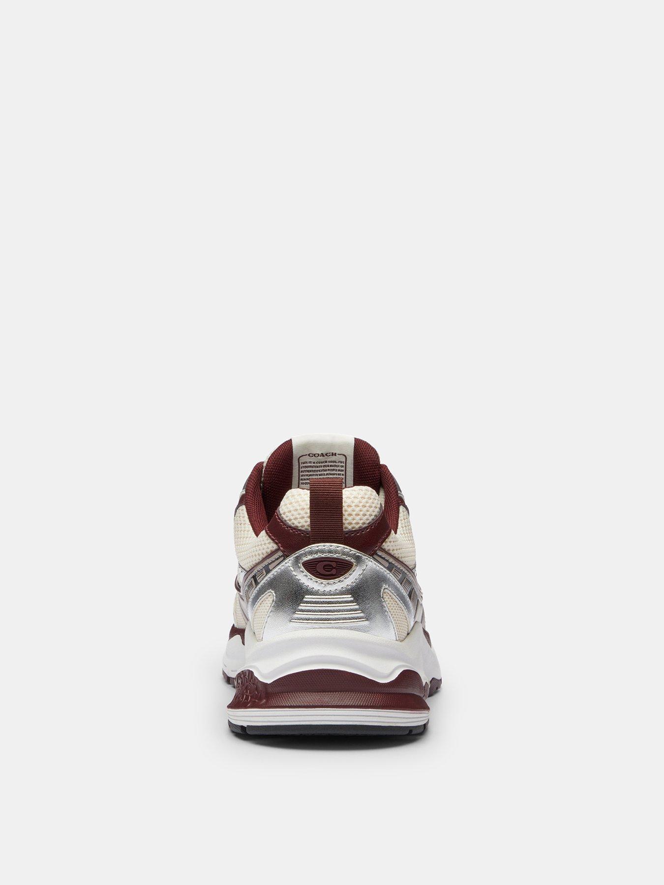 Coach Rust Orange & Burgundy Suede Mesh Sneakers Coach Orange Red Suede Chunky Sneakers | Women main image 4