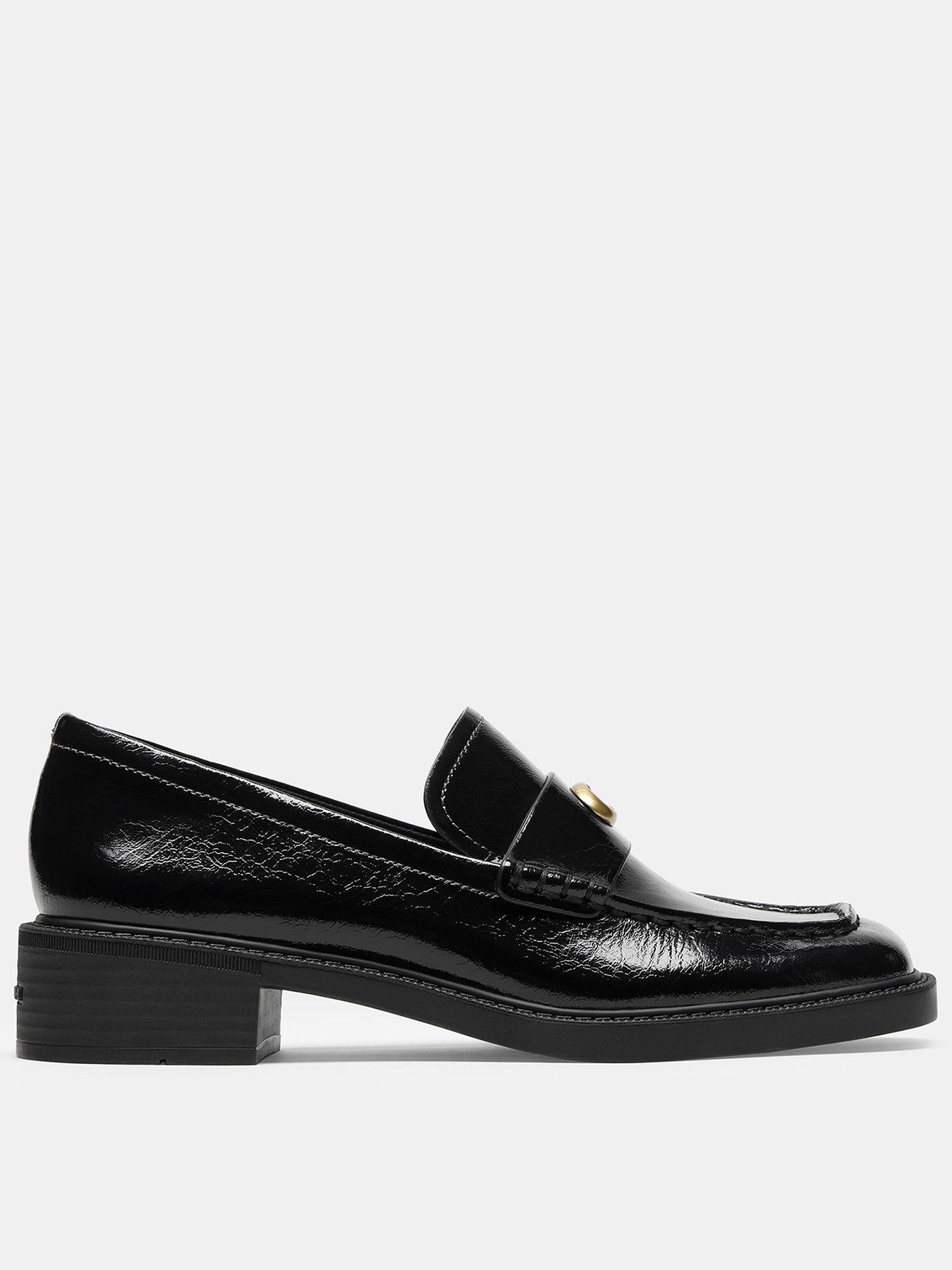 COACH Glazed Leather Penny Loafer - Black