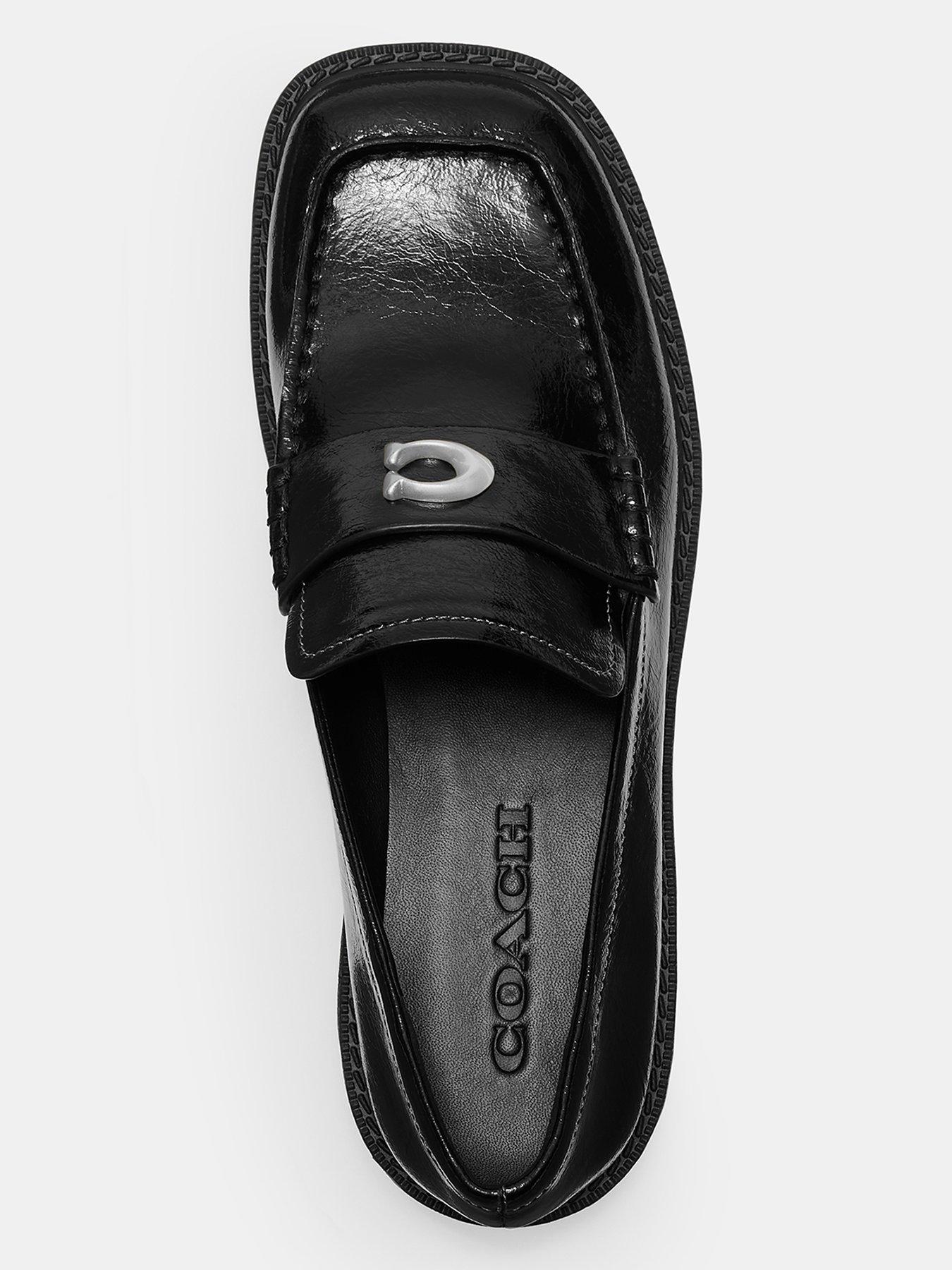 Image 4 of 5 of COACH Glazed Leather Penny Loafer - Black