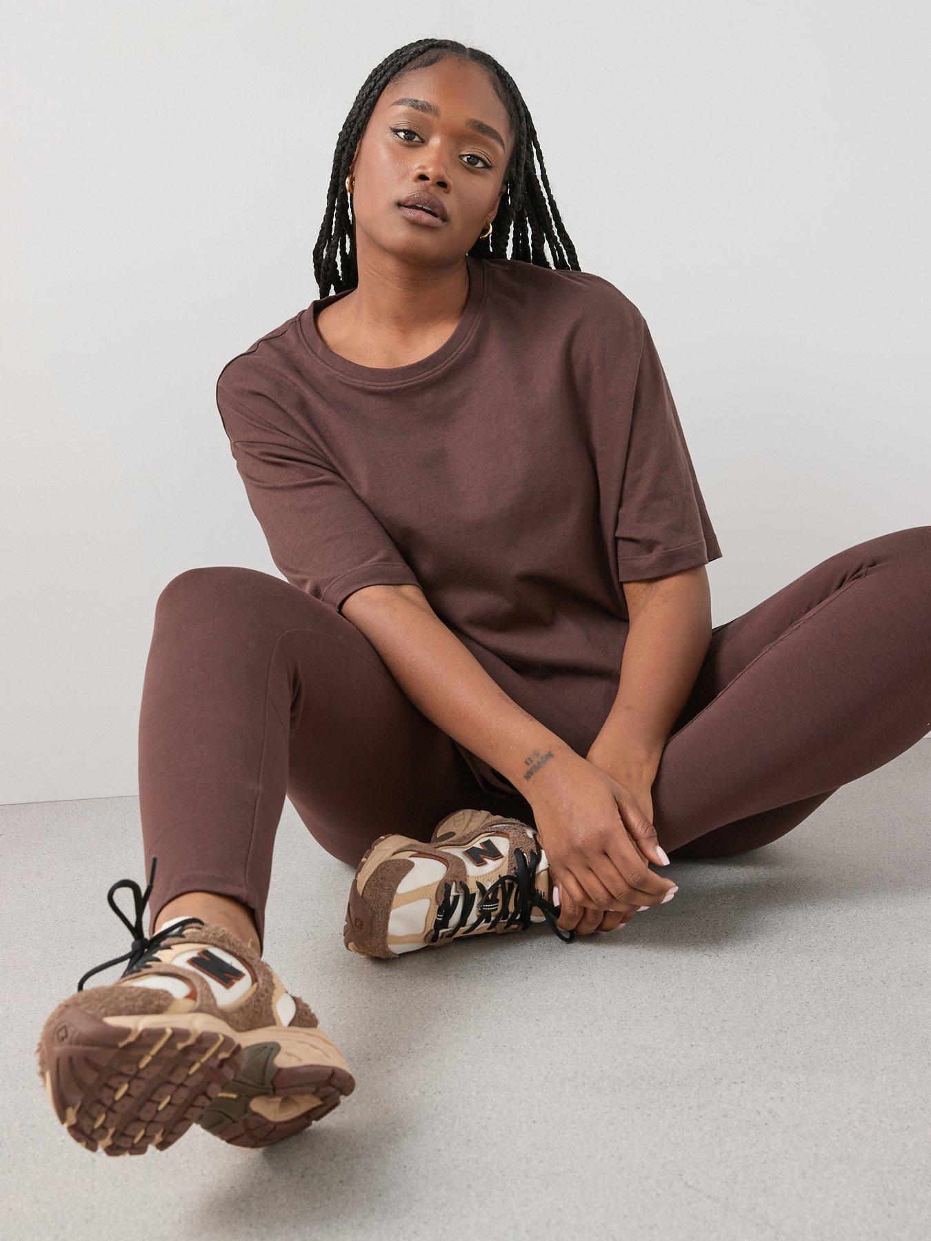 The Very Collection Curve Oversized T-Shirt  &  Legging Set - Brown