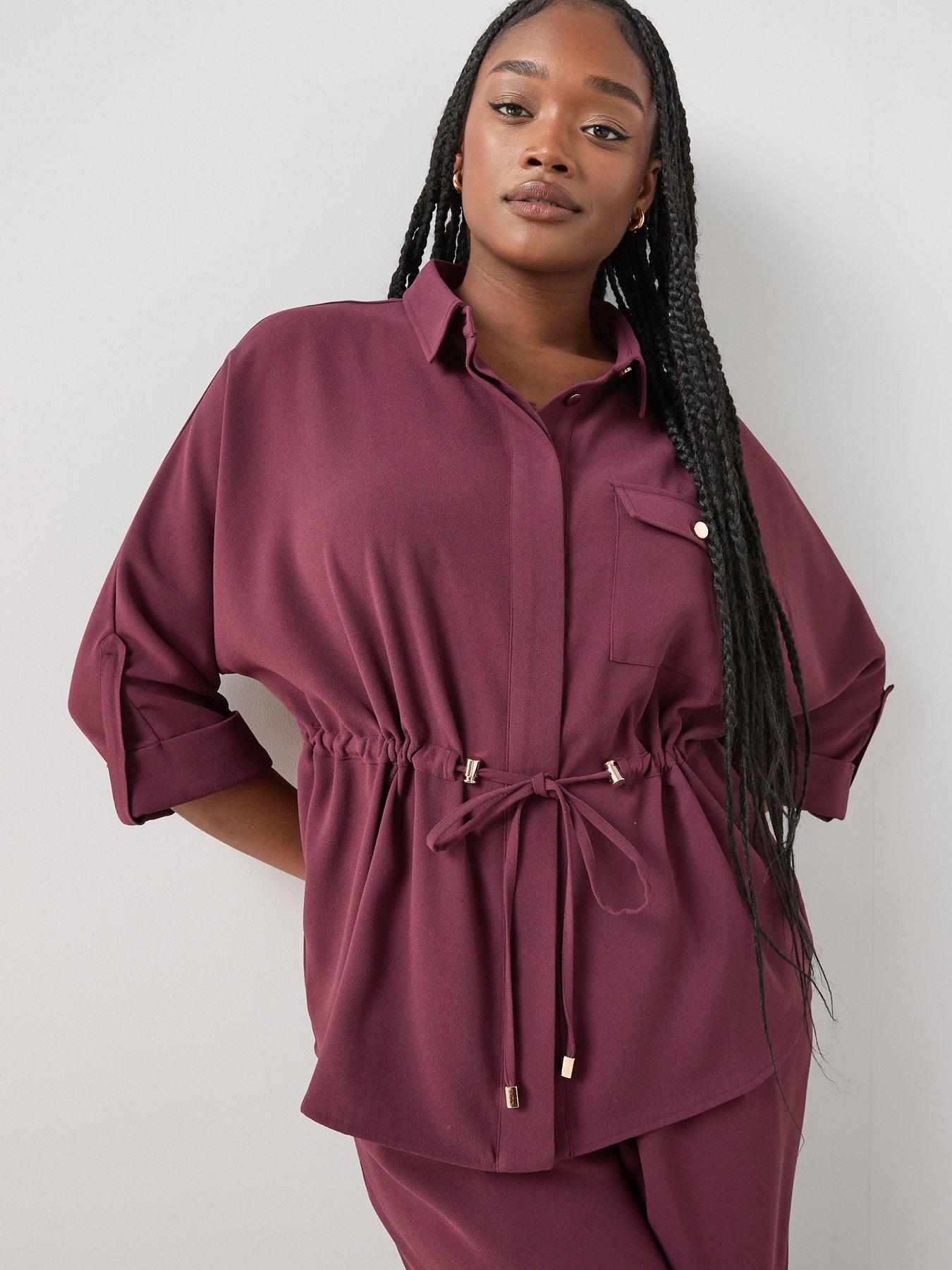 The Very Collection Curve Cinched Waist Shirt Co-Ord - Purple