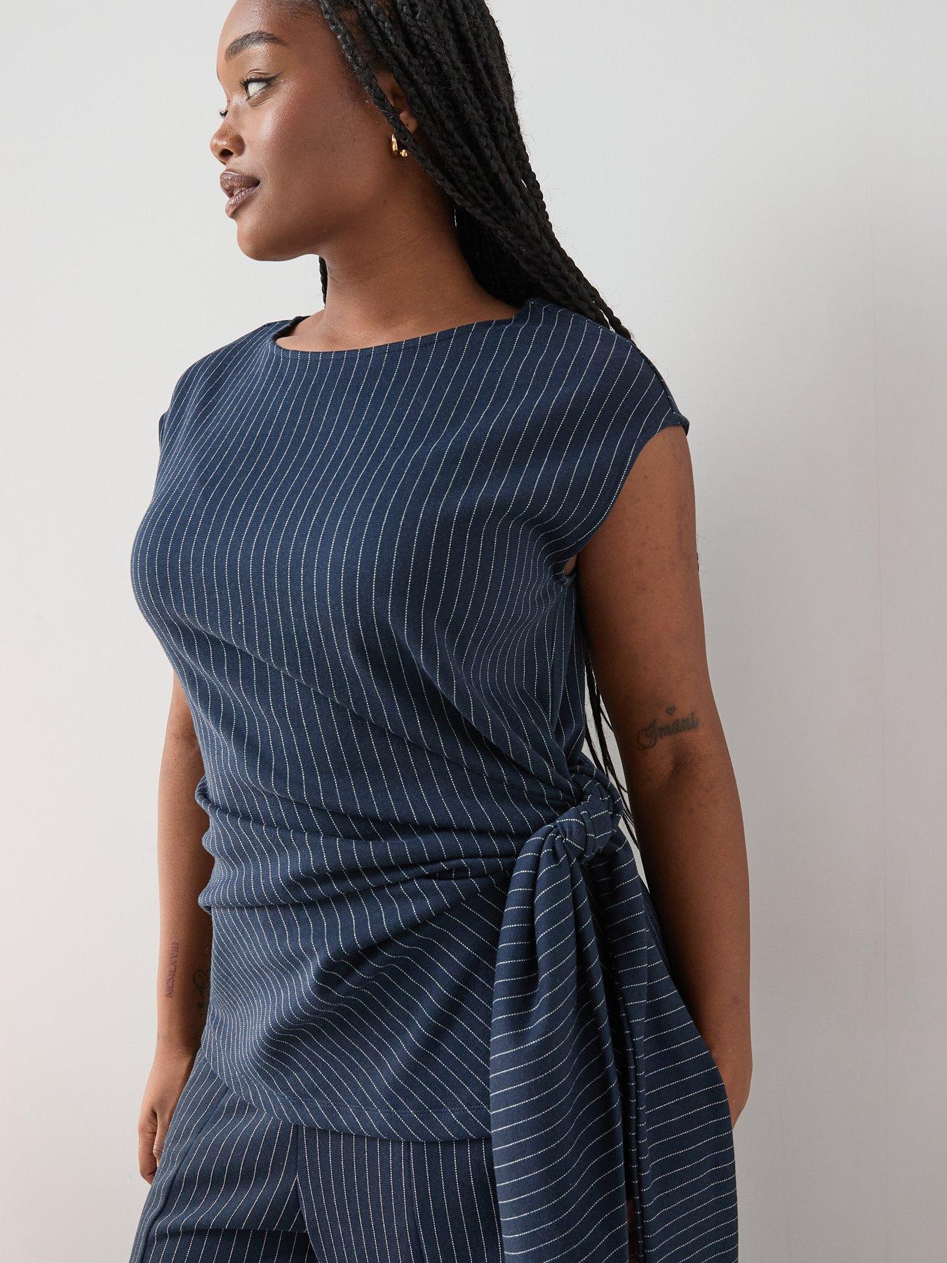 Image 5 of 6 of The Very Collection Curve Pinstripe Co-ord Top