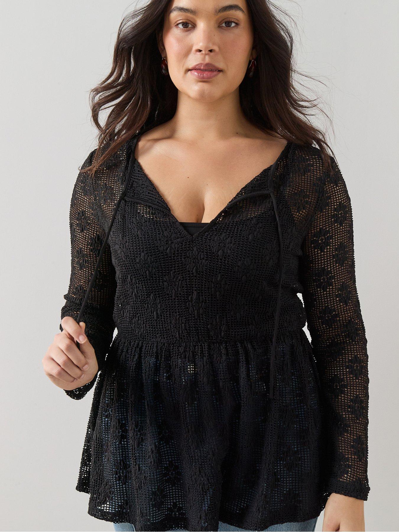 The Very Collection Curve Stretch Lace Top - Black | Very
