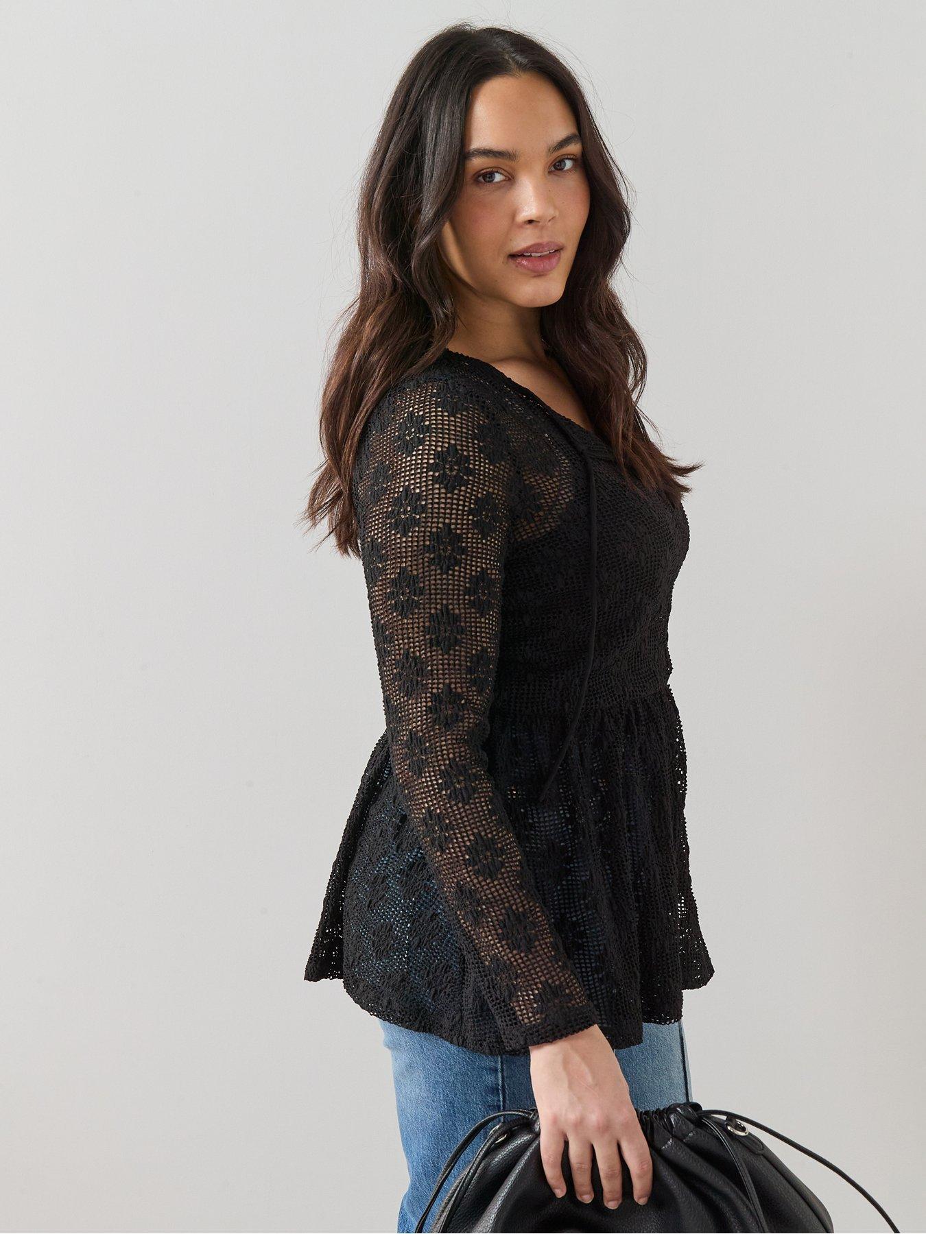 The Very Collection Curve Stretch Lace Top - Black | Very
