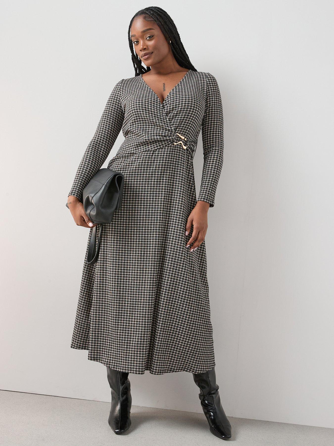 Image 1 of 6 of The Very Collection Curve Stretch Gingham Wrap Dress