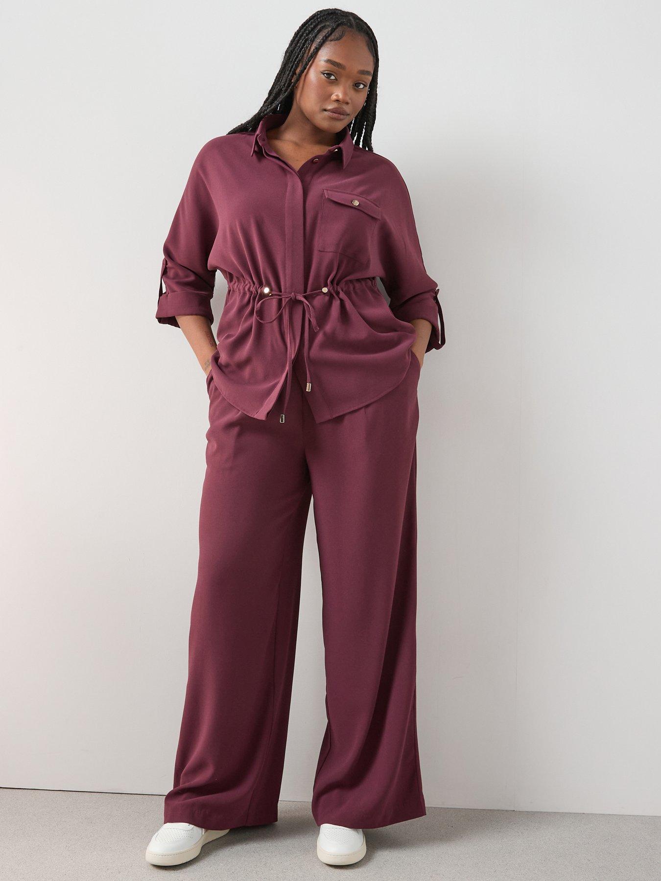 The Very Collection Curve Elasticated Waist Wide Leg Trouser Co-Ord - Purple