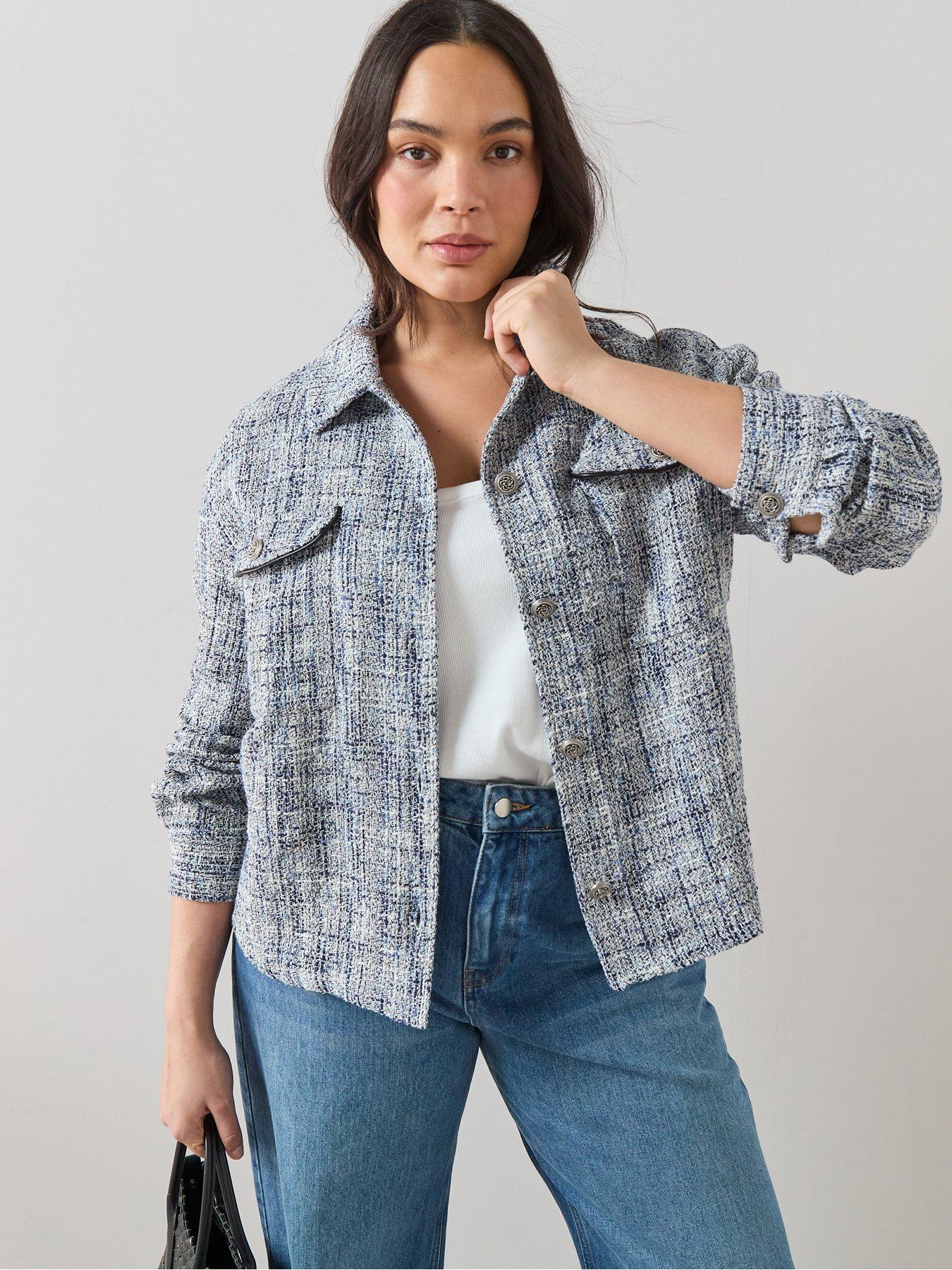 The Very Collection Curve Boucle Jacket - Blue