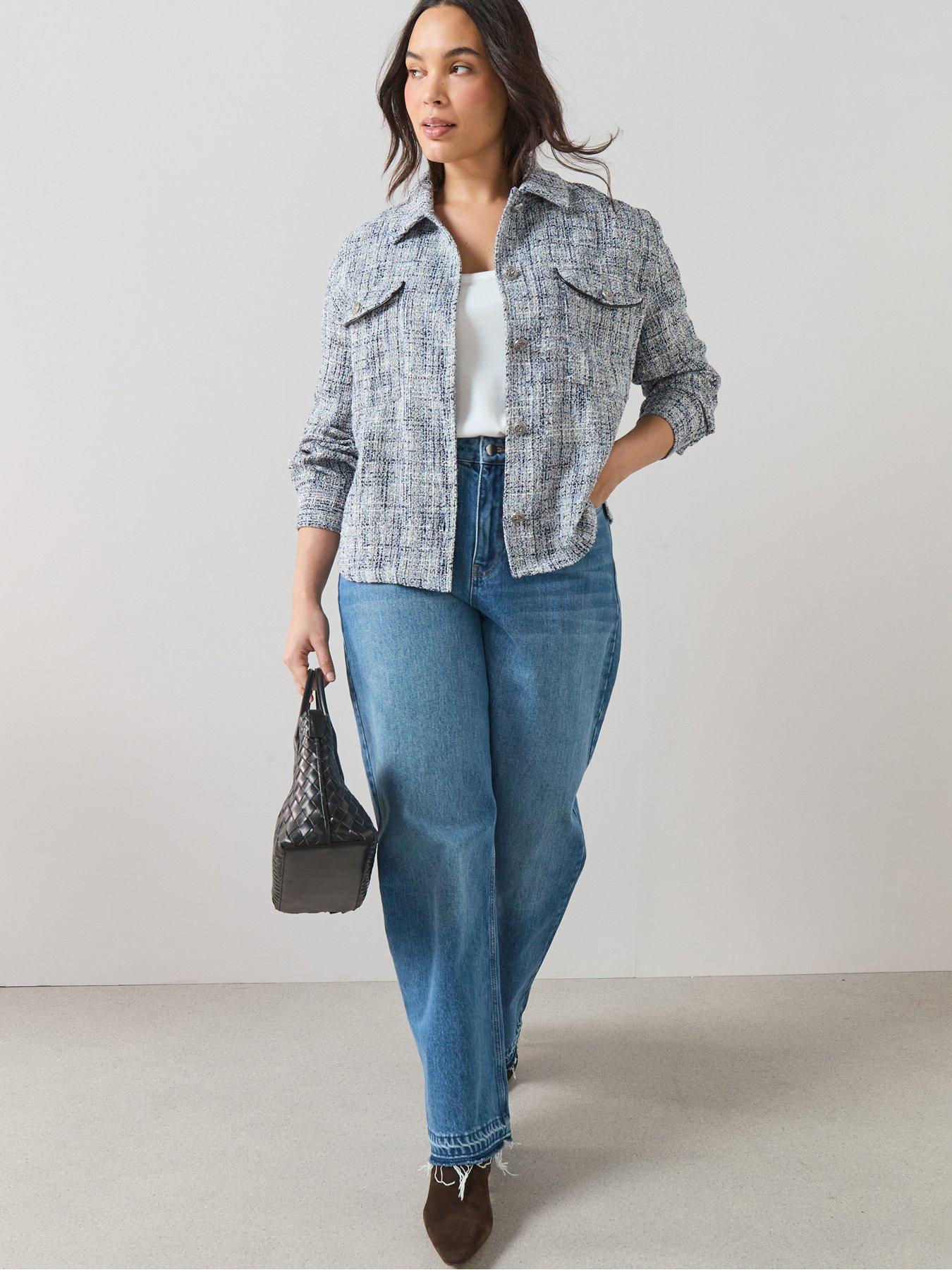 Image 3 of 6 of The Very Collection Curve Boucle Jacket - Blue