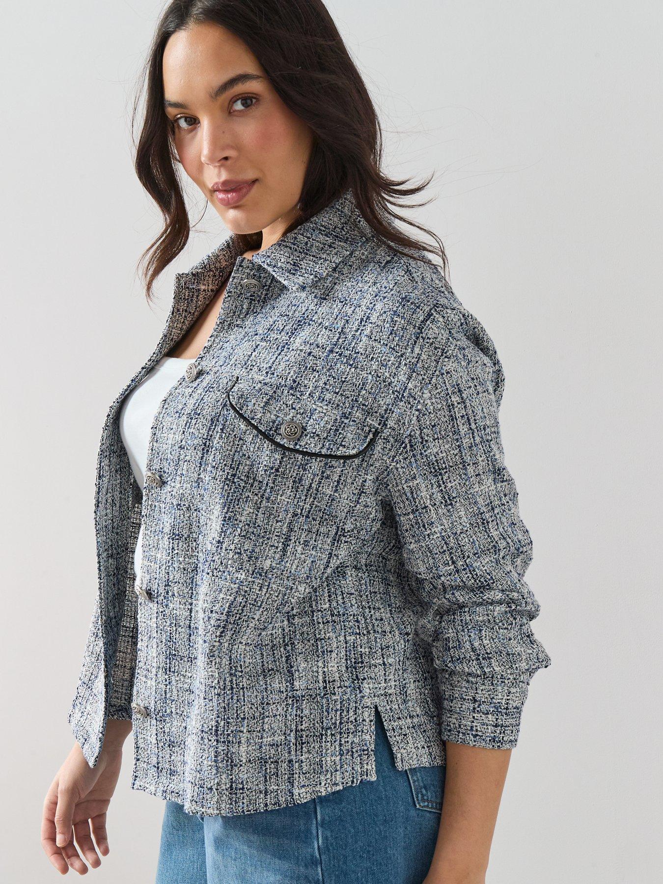 Image 4 of 6 of The Very Collection Curve Boucle Jacket - Blue