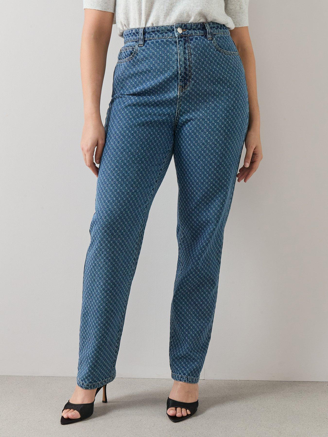 The Very Collection Curve Textured Straight Leg Jeans - Dark Wash