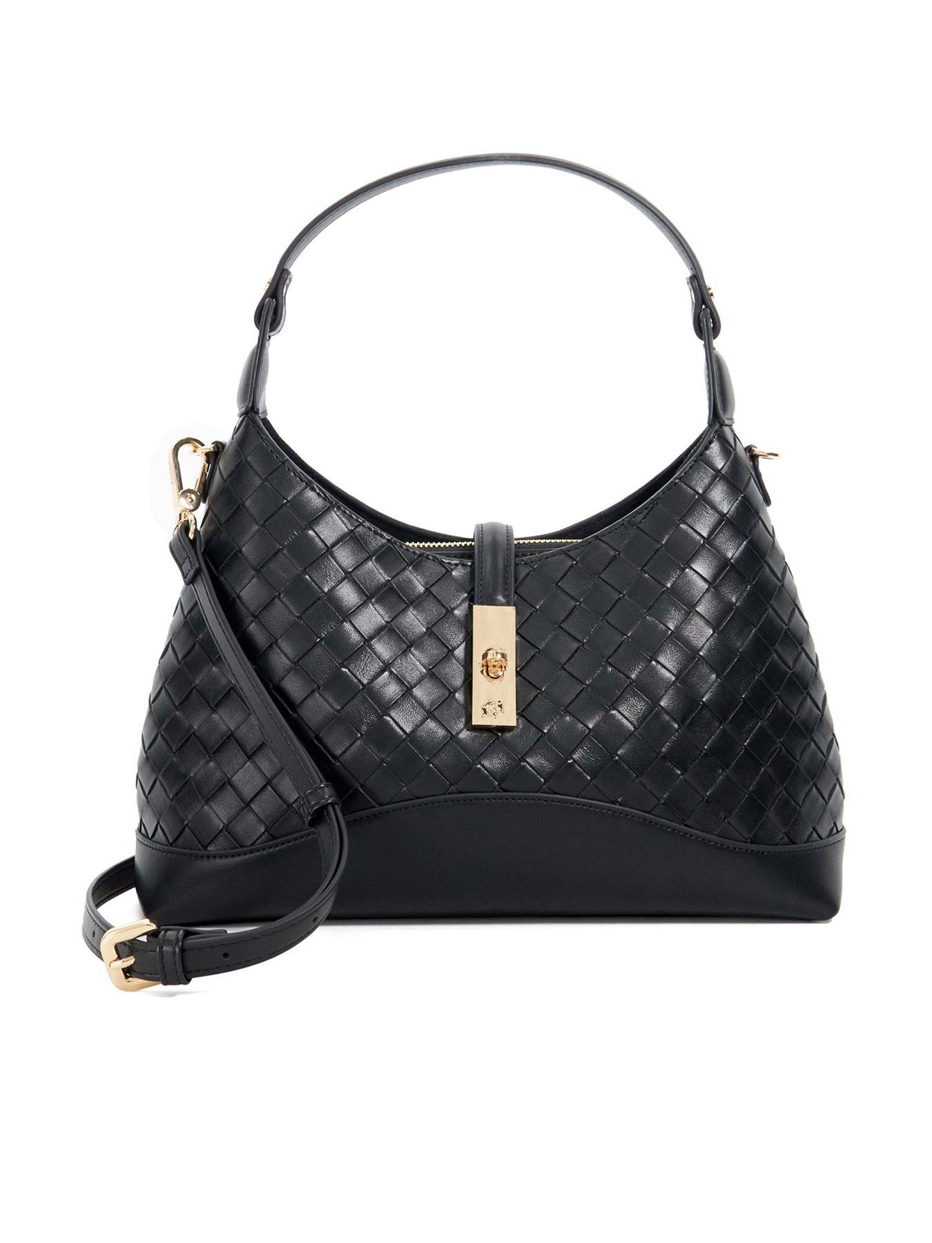 undefined Dorset Woven Leather Turn Lock Shoulder Bag - Black
