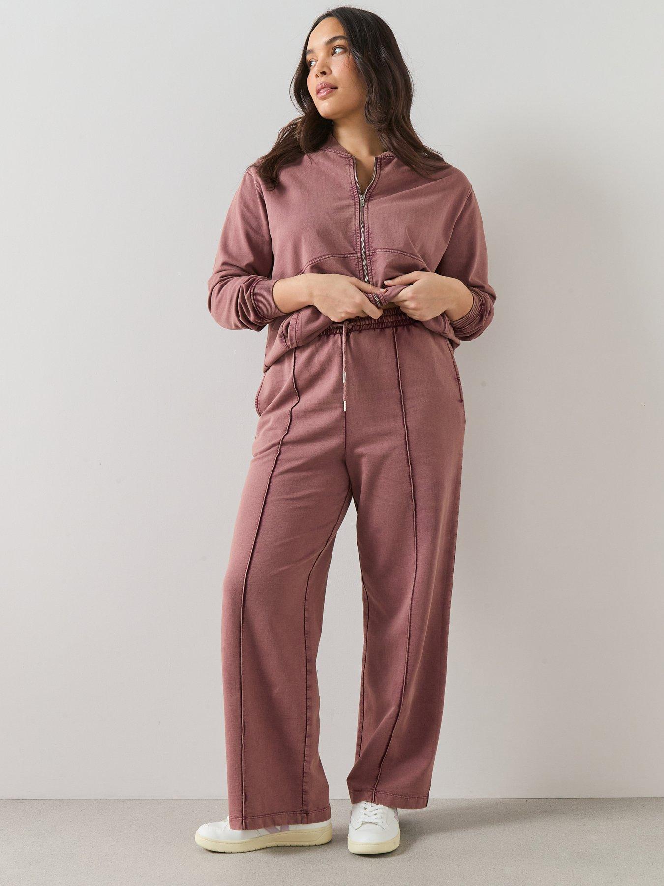 The Very Collection Curve Acid Wash Wide Leg Jogger Co-ord - Pink