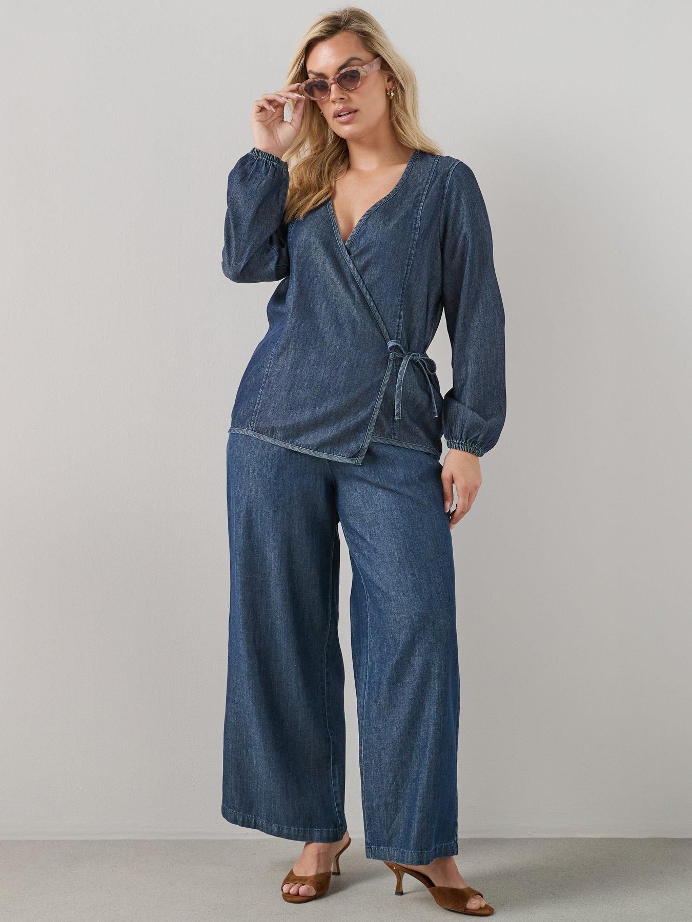 The Very Collection Curve Elasticated Waist Pull On Wide Leg Jean - Dark Wash