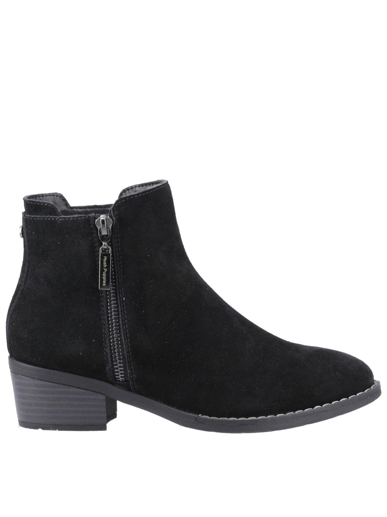 Hush Puppies Women's Black Ingrid Suede Heeled Ankle Boots - Size 4 - Image 5