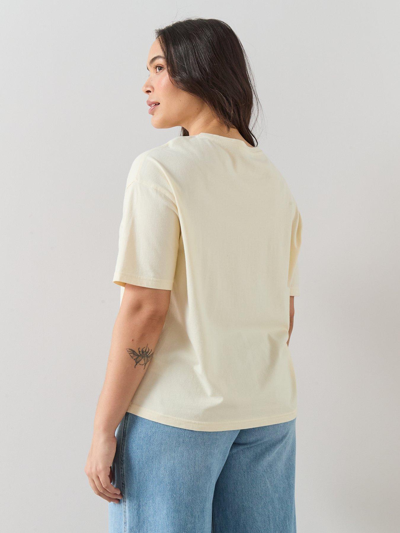 Image 2 of 6 of The Very Collection Curve Embroidered T-shirt - Cream